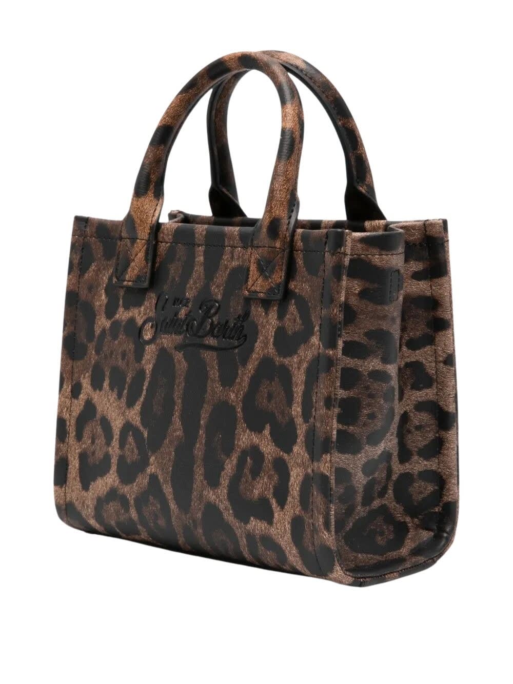 Mc2 Saint Barth Leopard Print Top Handle Tote Bag In Brown