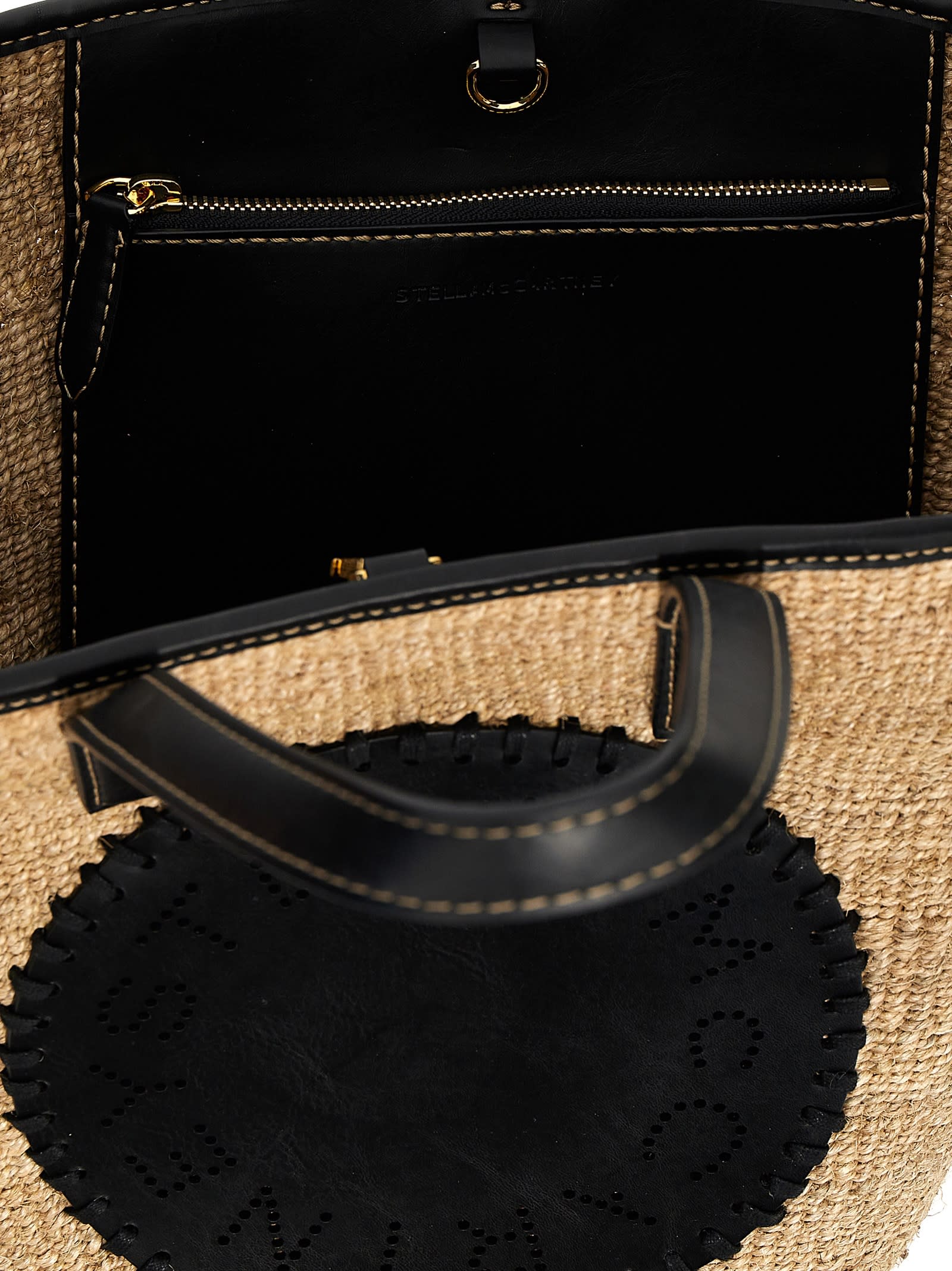 Shop Stella Mccartney Eco Abaca Basket Handbag In Black