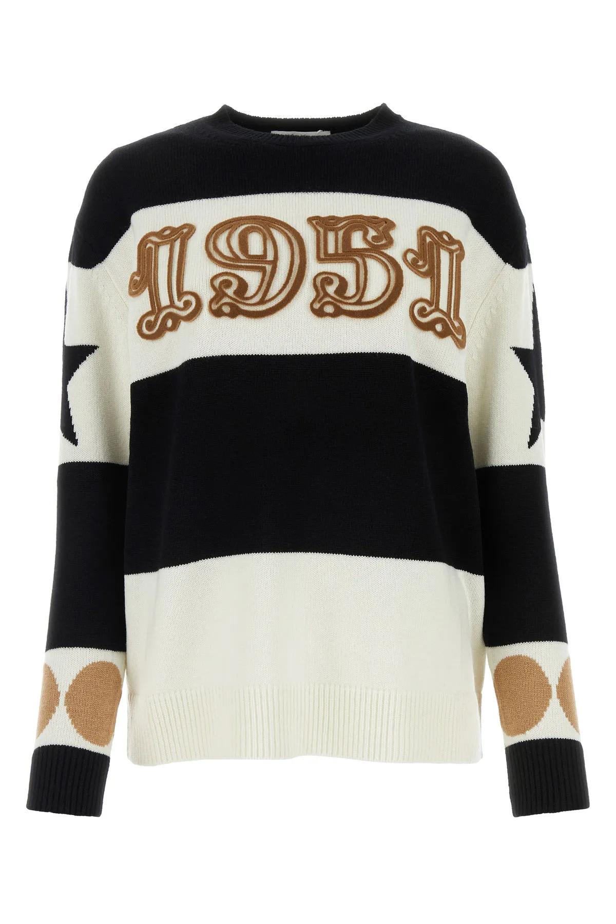 Shop Max Mara Embroidered Wool Blend Dirce Oversize Sweater In Black