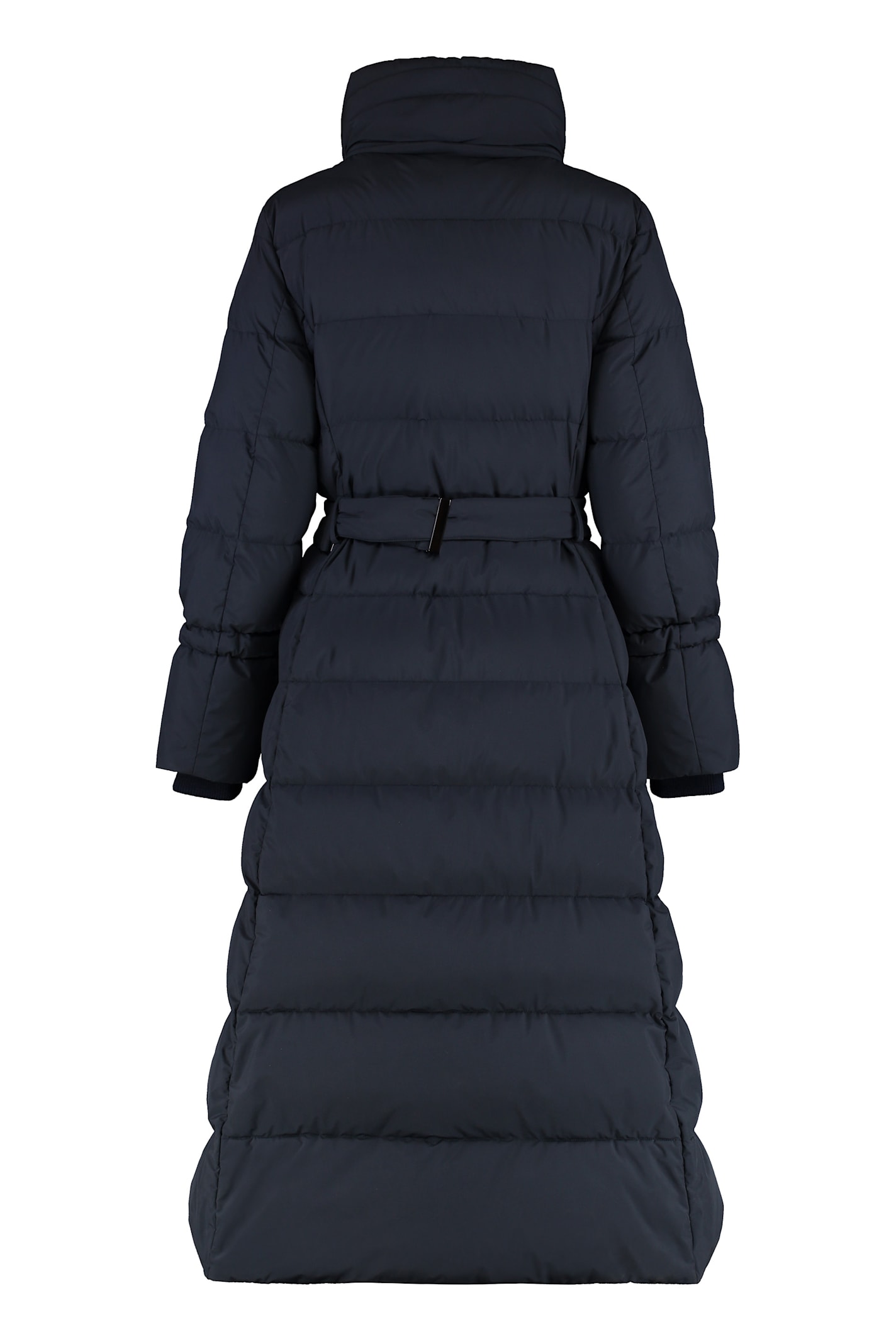 Moorer Dorianne Belted Long Down Jacket In Blue