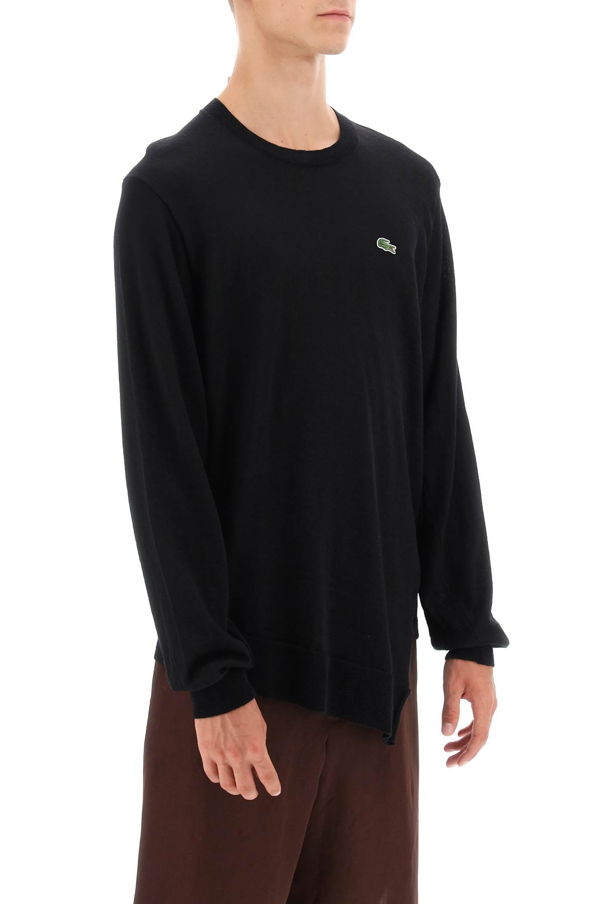Shop Comme Des Garçons Shirt X Lacoste Bias-cut Sweater In Black