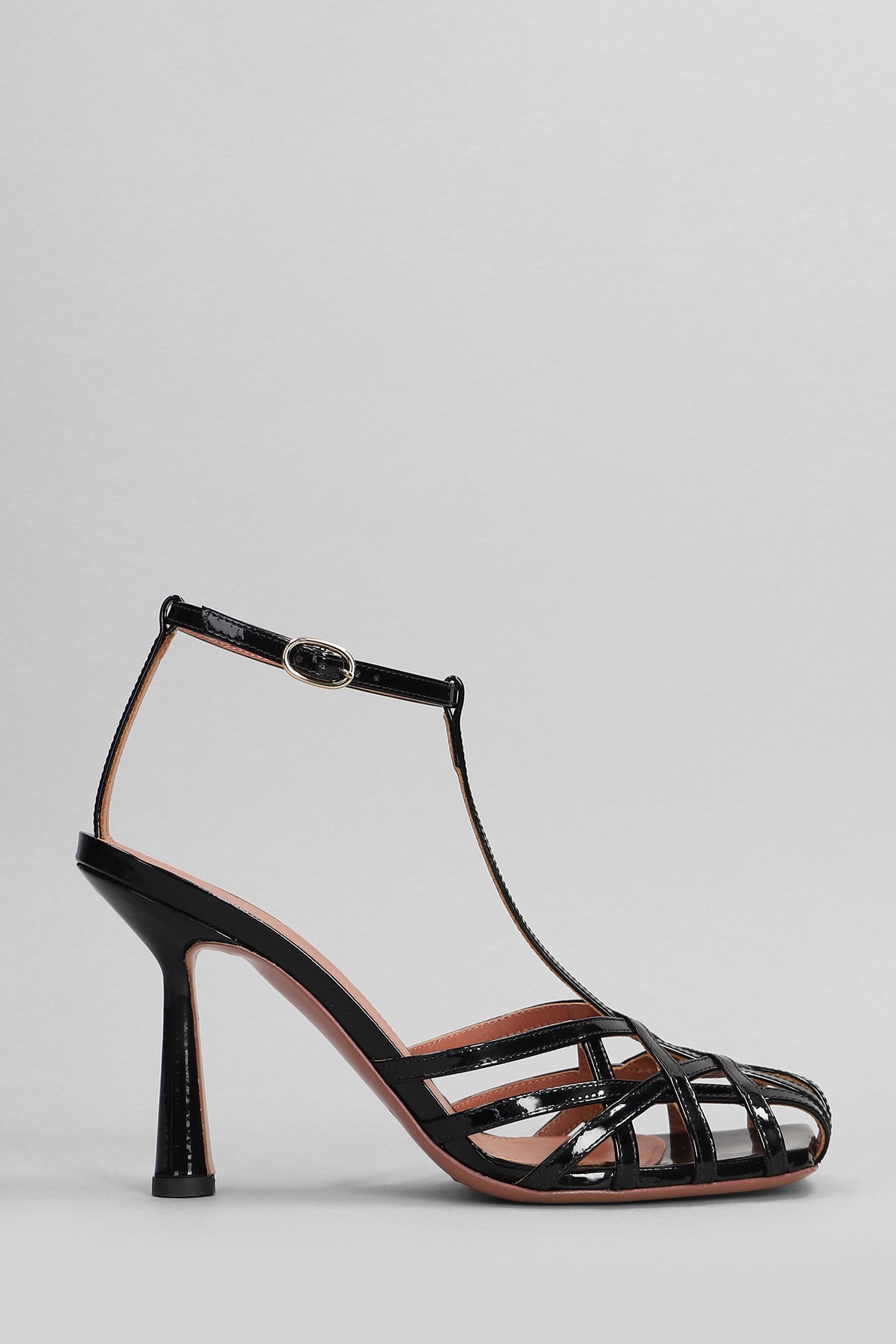 Shop Aldo Castagna Lidia Sandals In Black Patent Leather