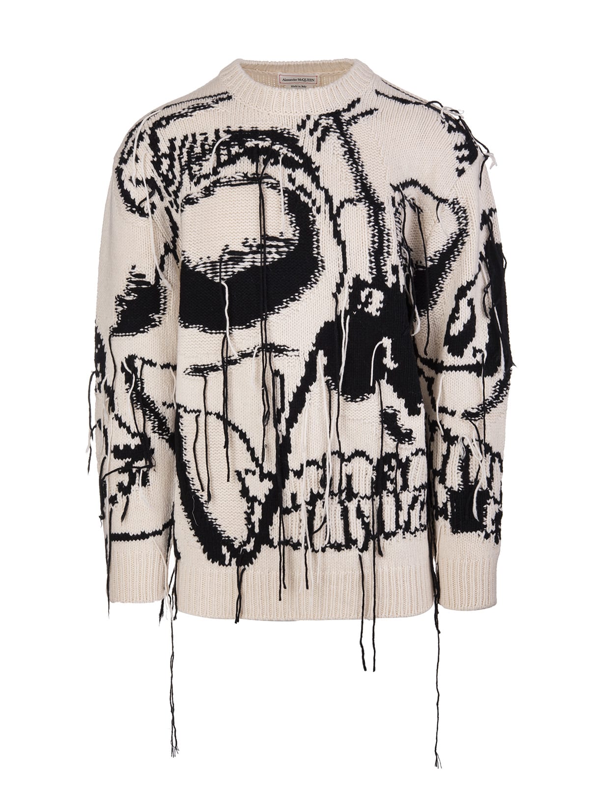 Alexander McQueen Man Cashmere Oversize Skull Sweater With Inlaid Pattern