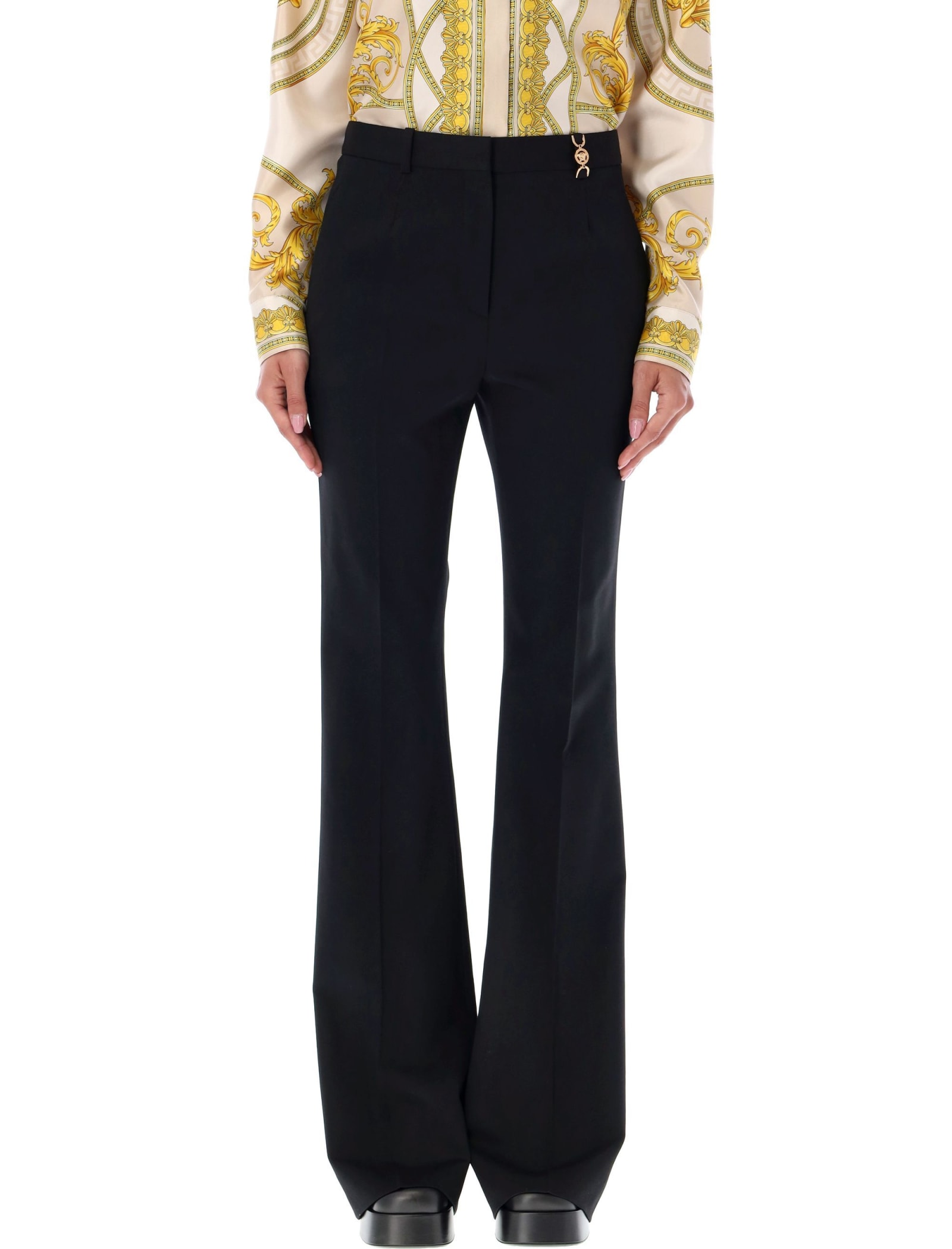 Shop Versace Flared Pant In Black