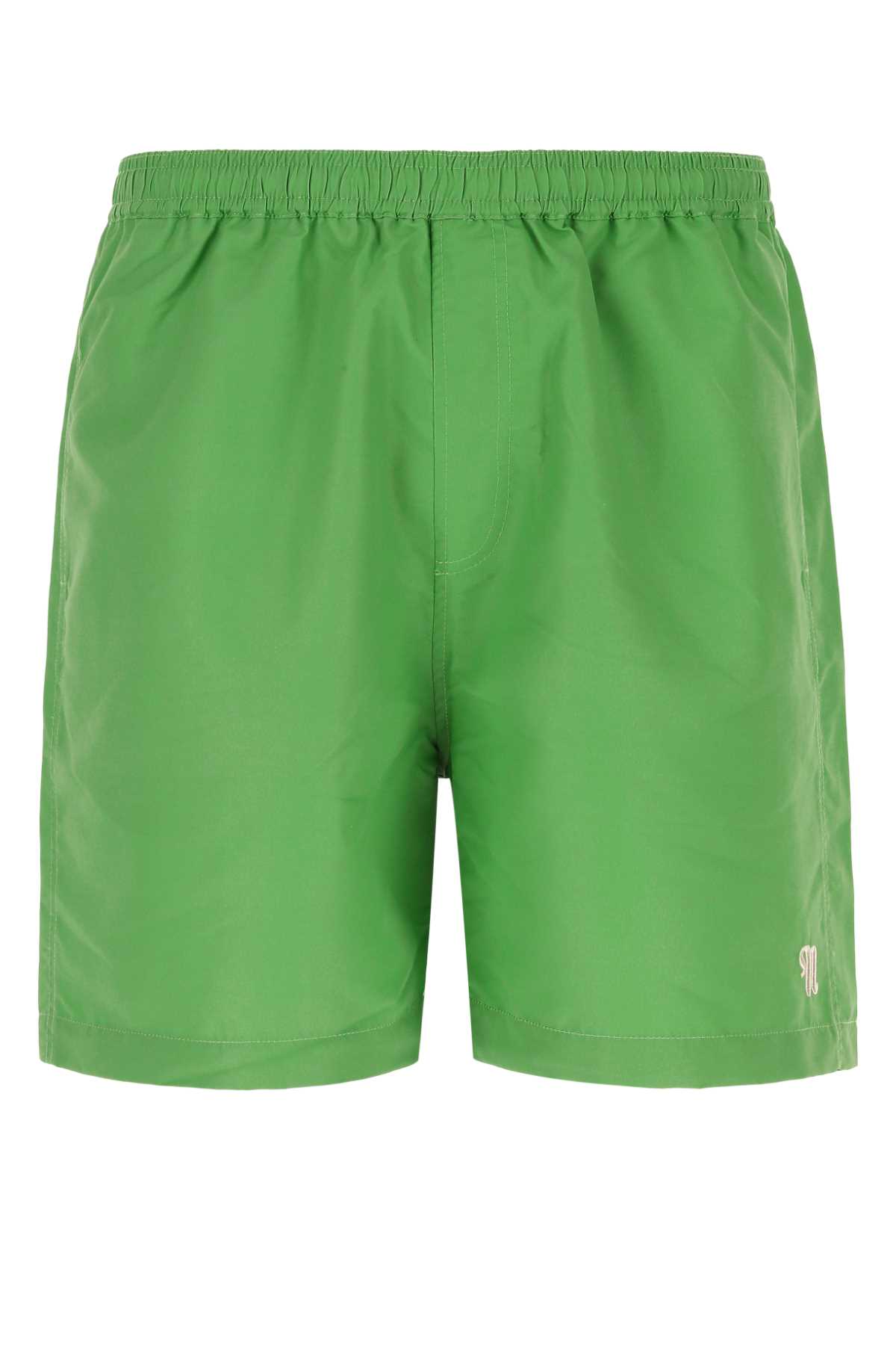 Green Polyester Blend Swimming Shorts