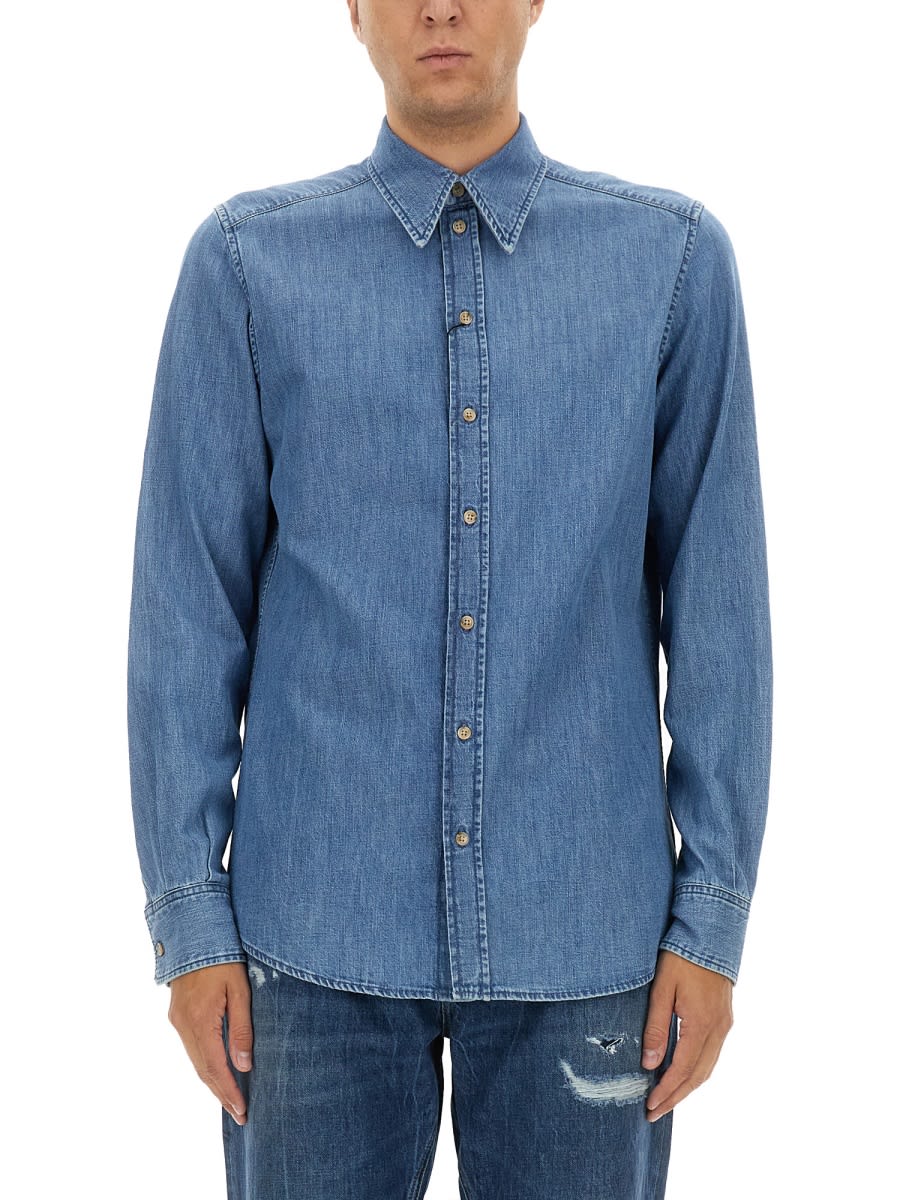 Shop Dolce & Gabbana Cotton Shirt In Denim