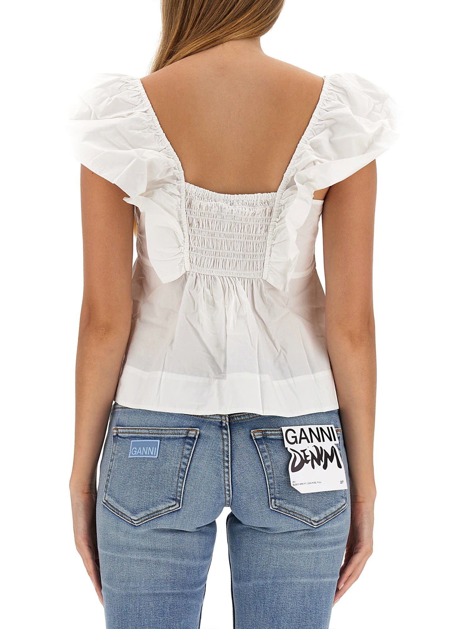 GANNI TOP WITH RUFFLES