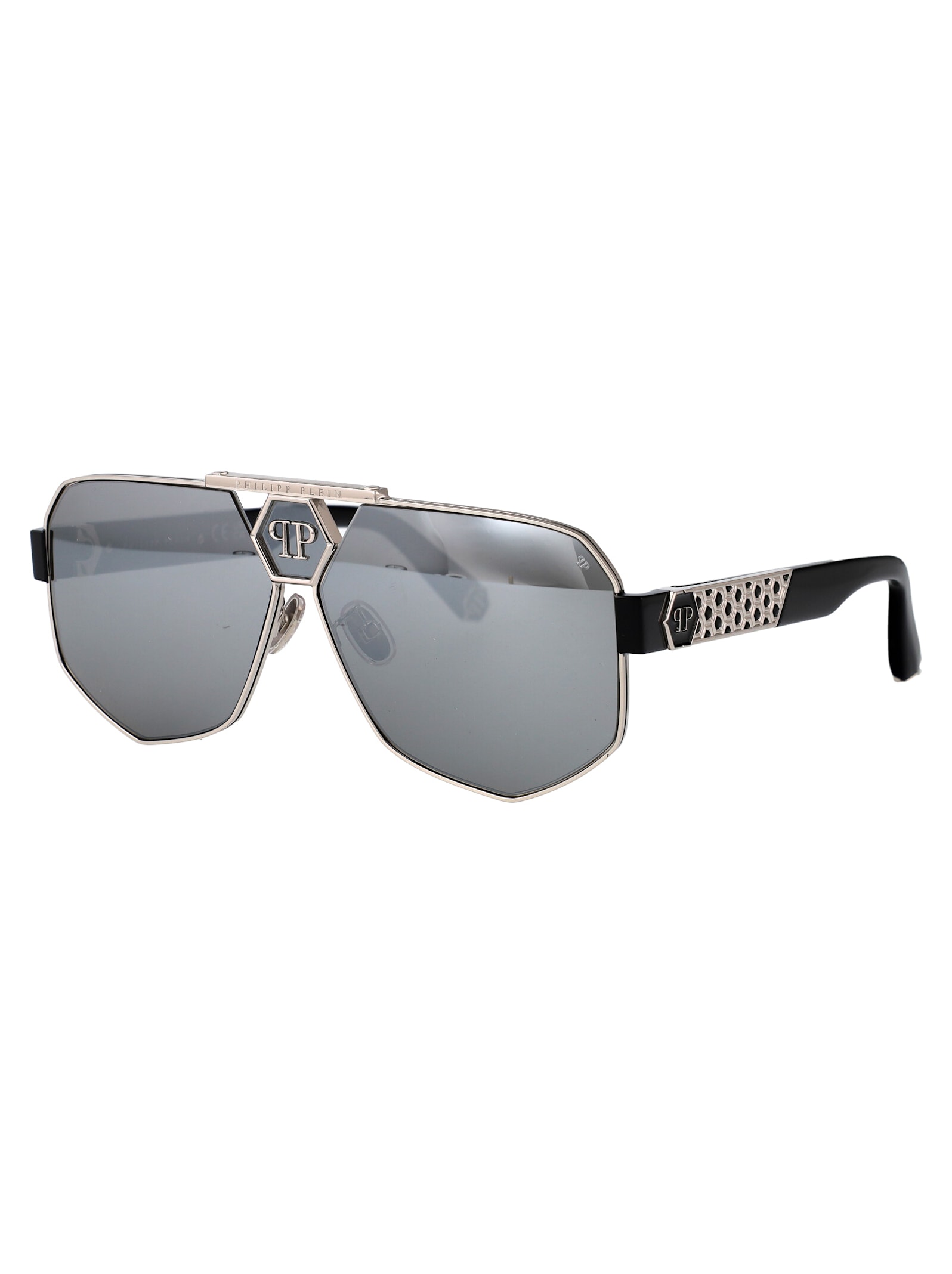Philipp Plein Plein Badge Sunglasses In Silver