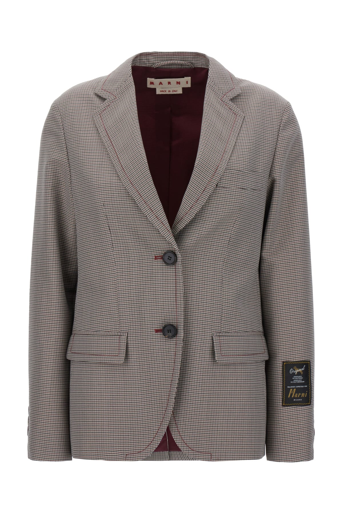 Shop Marni Embroidered Wool Blend Blazer In Pdr82