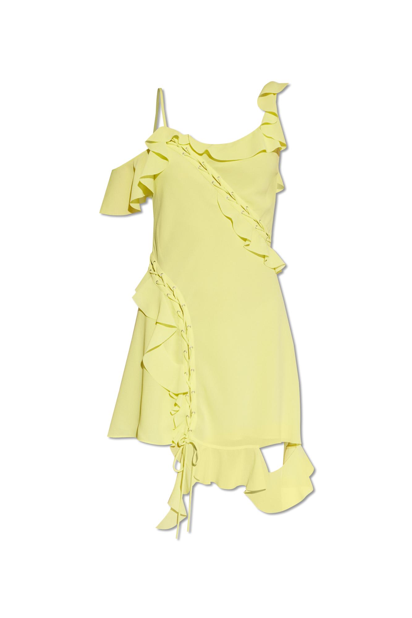 Shop Acne Studios Asymmetrical Dress In Acid Yellow