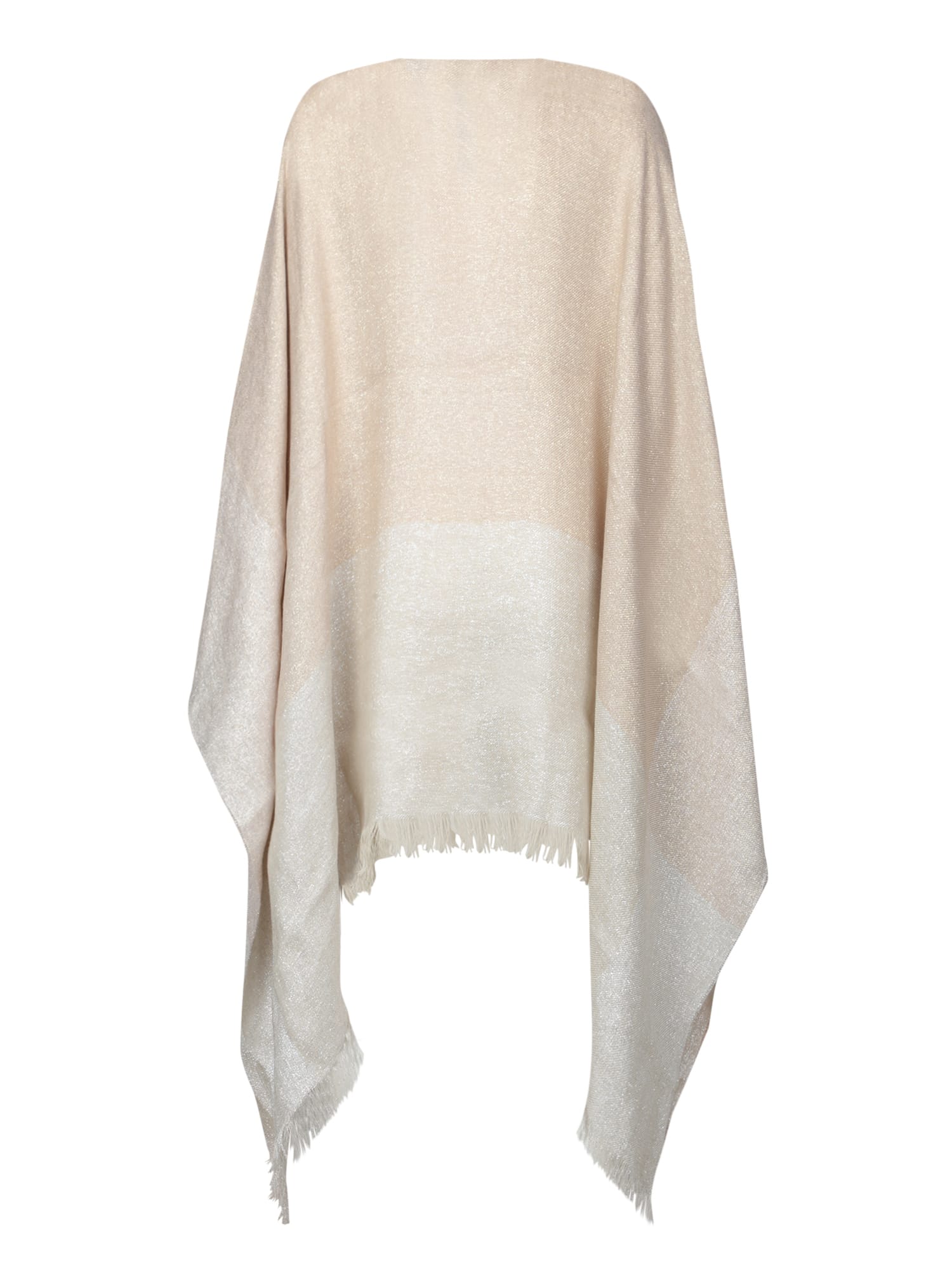 Fabiana Filippi Cape With Bright Weave In Ivory
