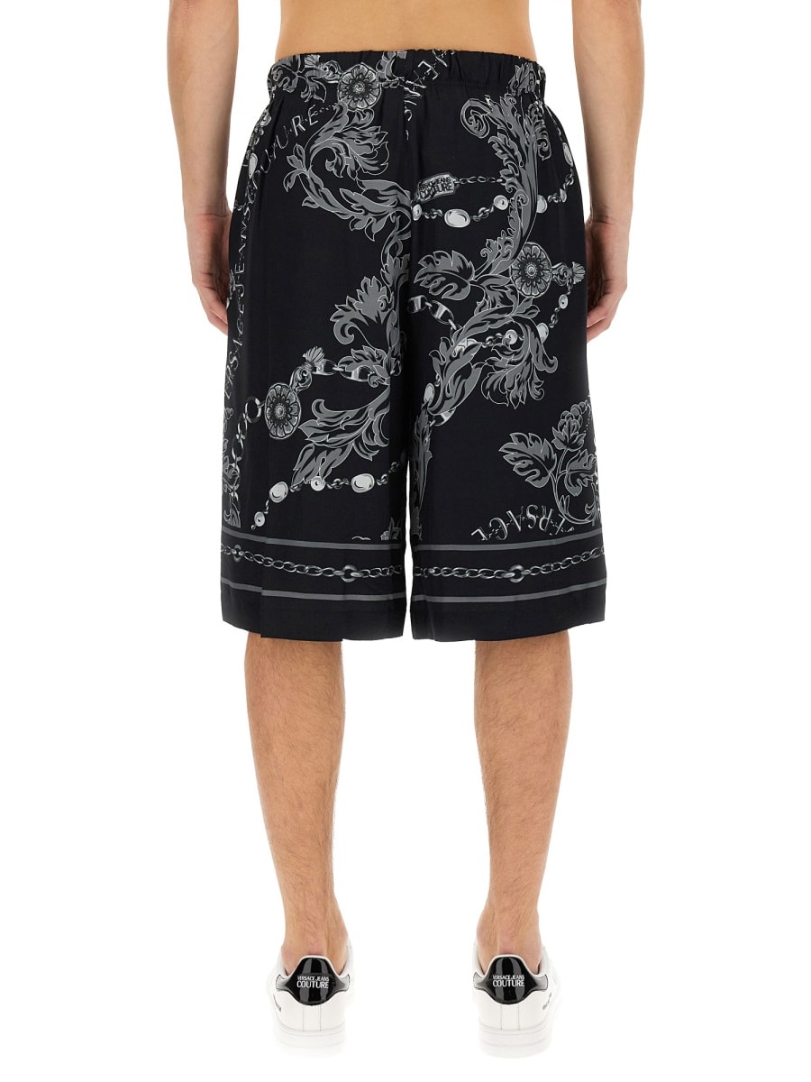 Shop Versace Jeans Couture Chain Couture Bermuda Shorts In Black