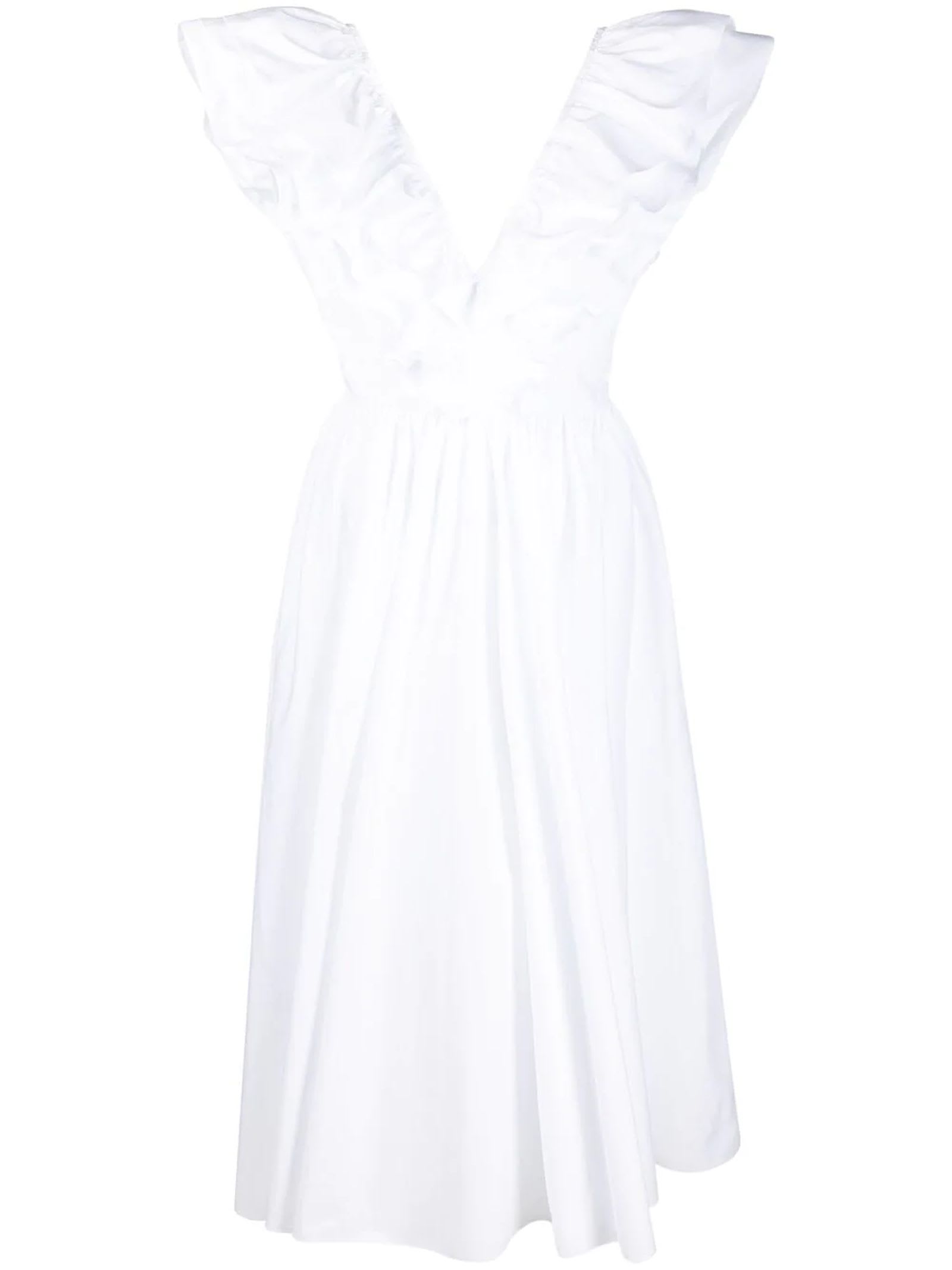 Philosophy di Lorenzo Serafini White Cotton Ruffle-sleeve Dress