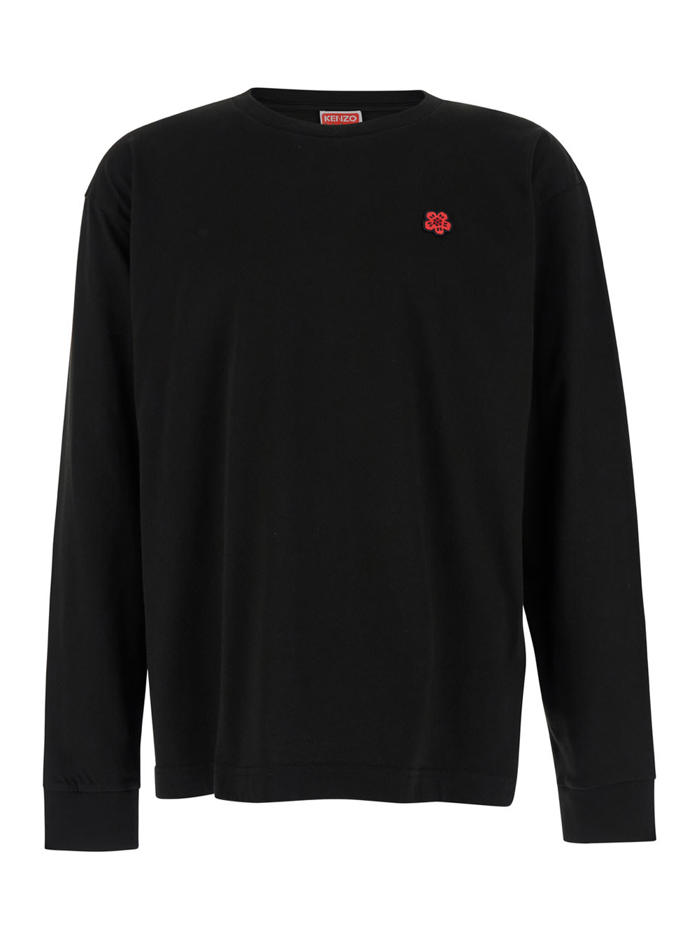 Shop Kenzo Black Long Sleeve T-shirt With Boke Flower Patch In Cotton Man