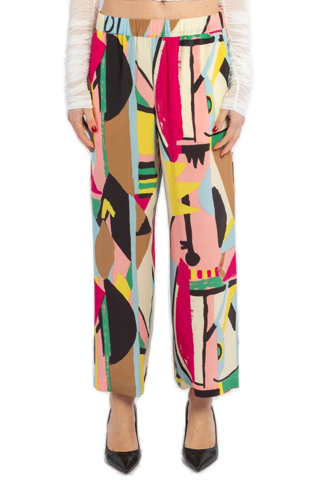 Shop Weekend Max Mara All-over Printed Wide Leg Trousers In Multicolor