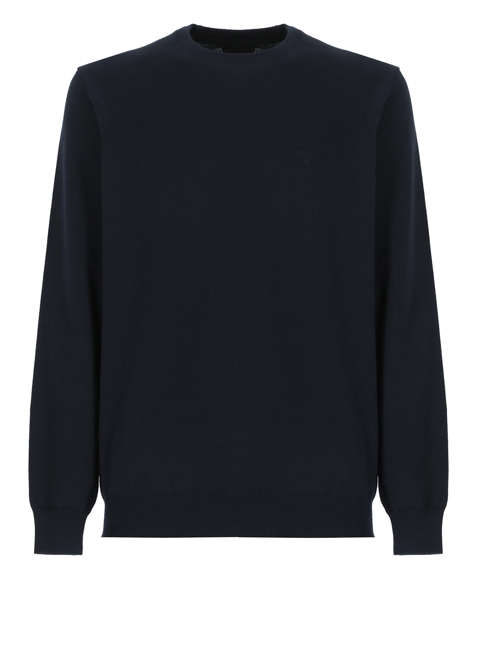 Barbour Crewneck Sweater Ribbed Long Sleeves In Blue