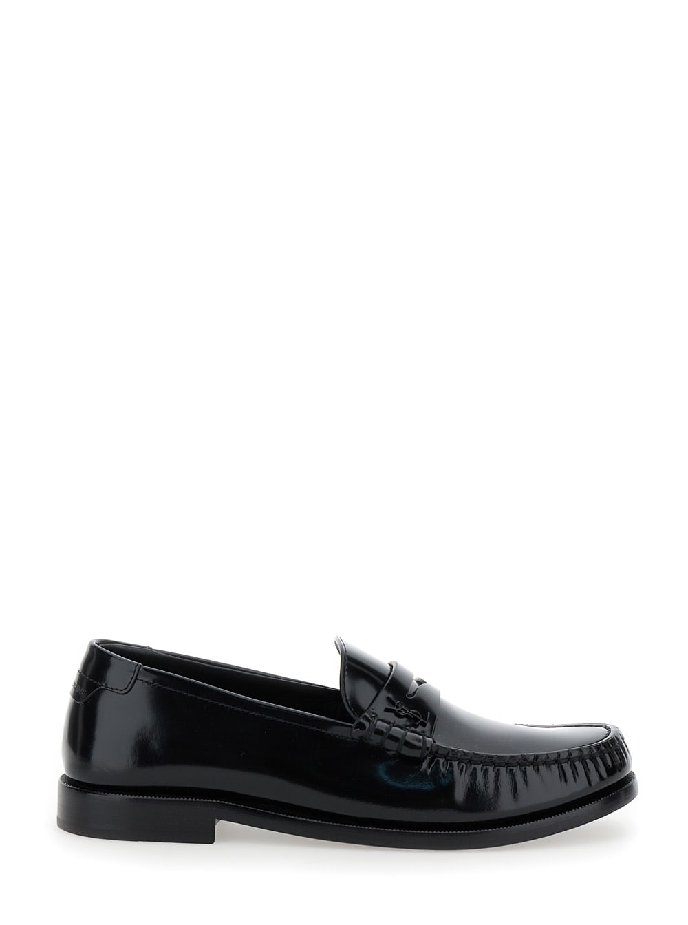 Shop Saint Laurent Black Loafers In Leather Woman