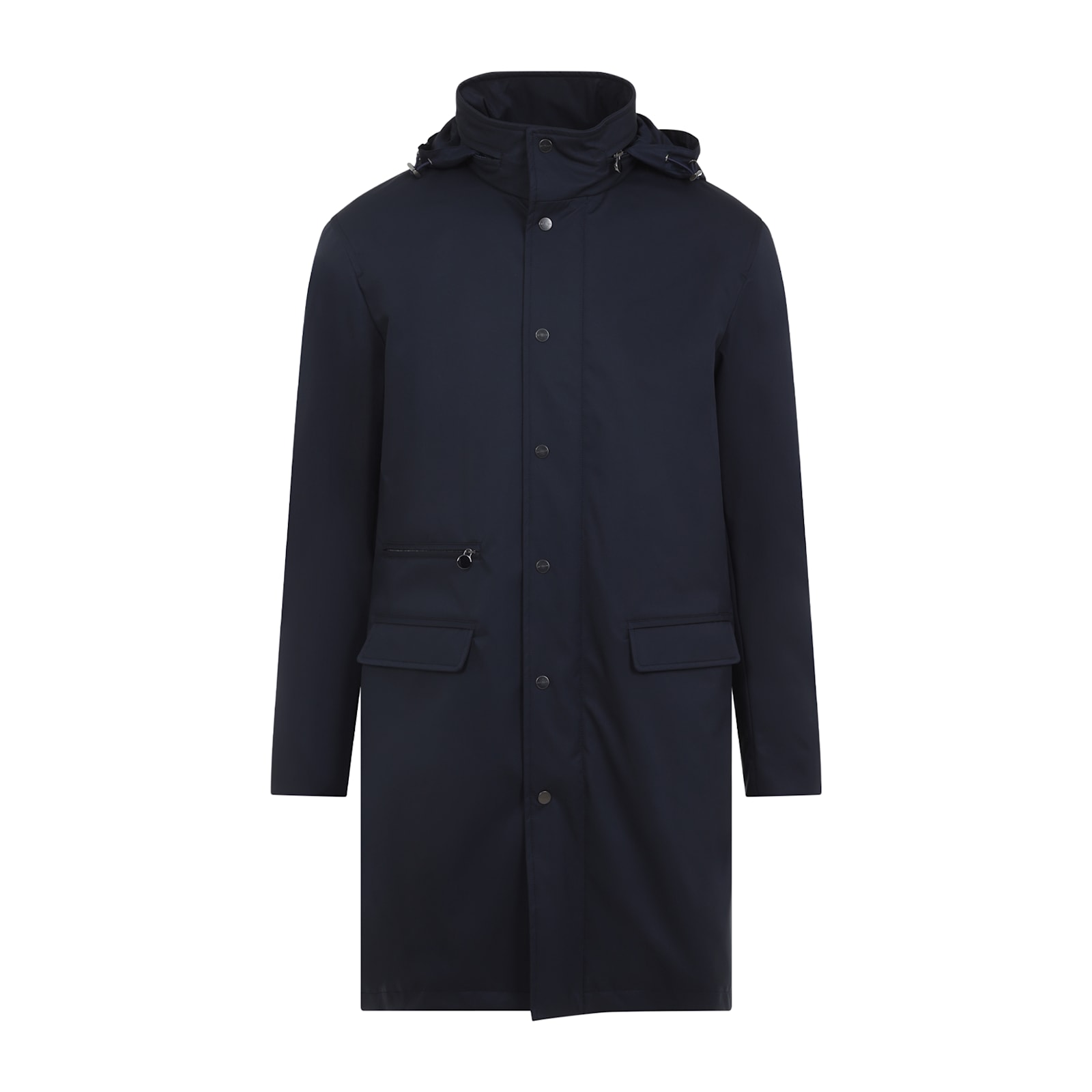 Kiton Polyester Coat In Blue