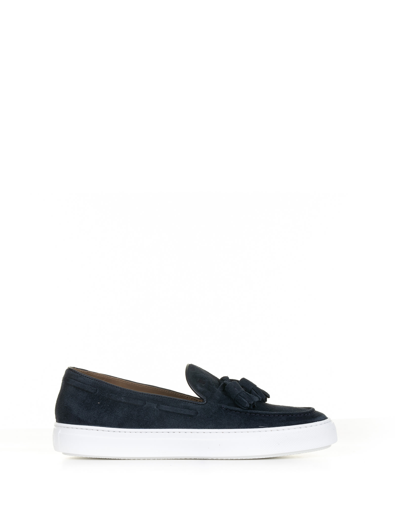Shop Fratelli Rossetti One Moccasin In Blue Suede And Rubber Sole
