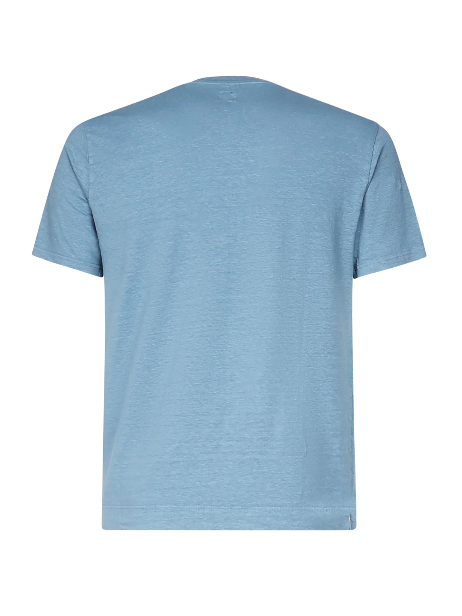 Fedeli Melange Linen Short-sleeved T-shirt In Blue