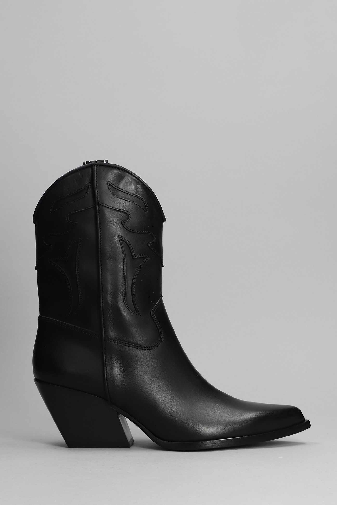 Elena Iachi Texan Ankle Boots In Black Leather