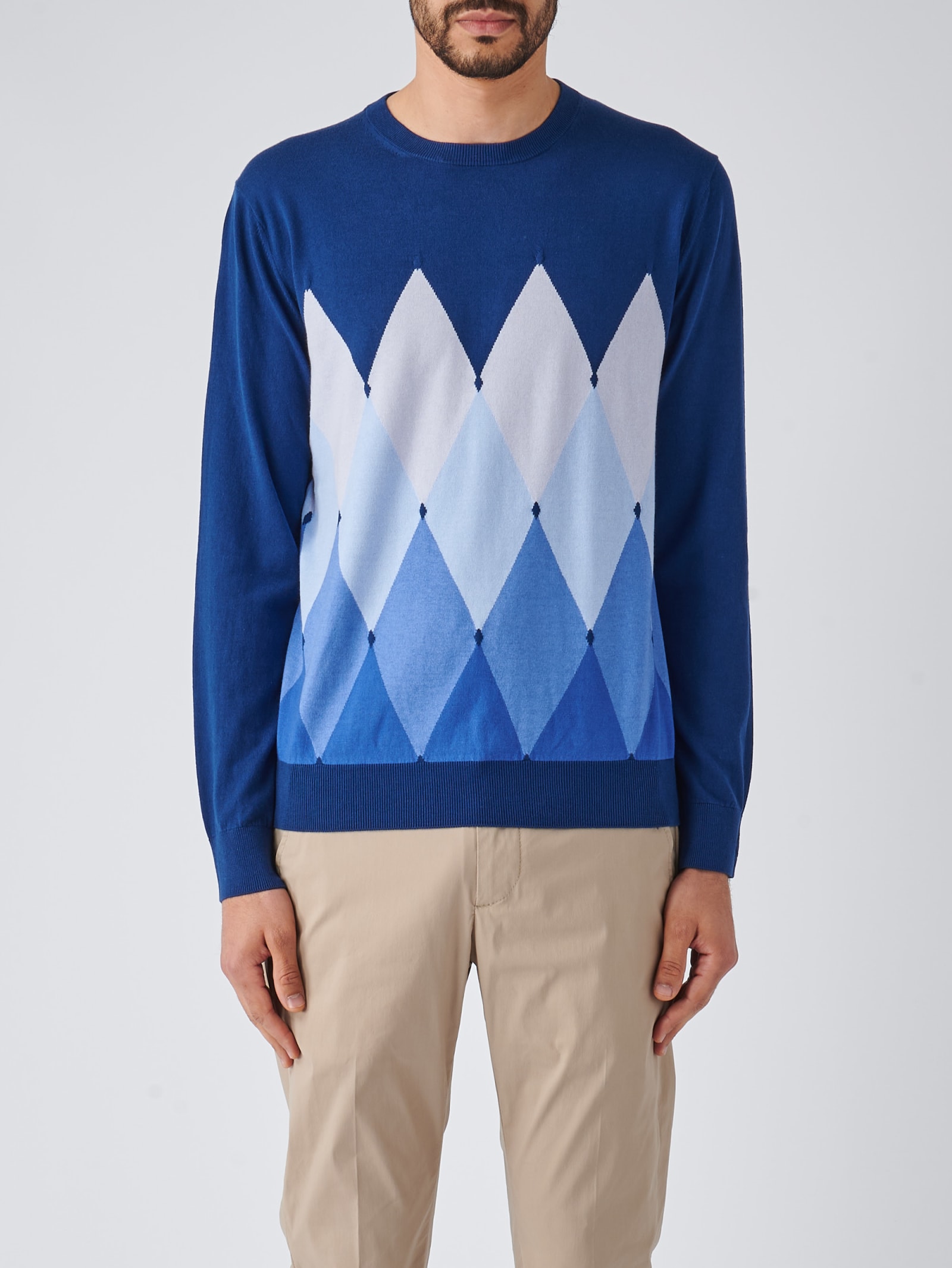 Ballantyne R Neck Pullover Sweater In Blu