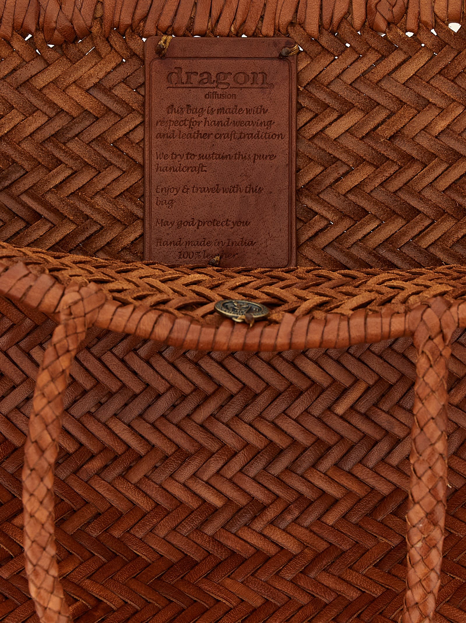 Dragon Diffusion Large Bamboo Triple Jump Chevron-weave Shoulder Bag In Brown