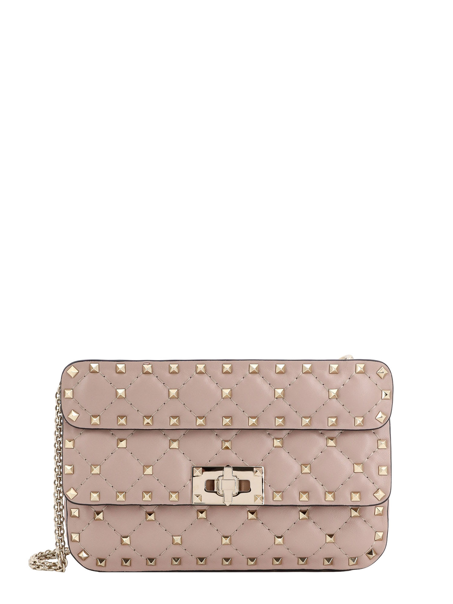 Shop Valentino Rockstud Spike Shoulder Strap In Poudre