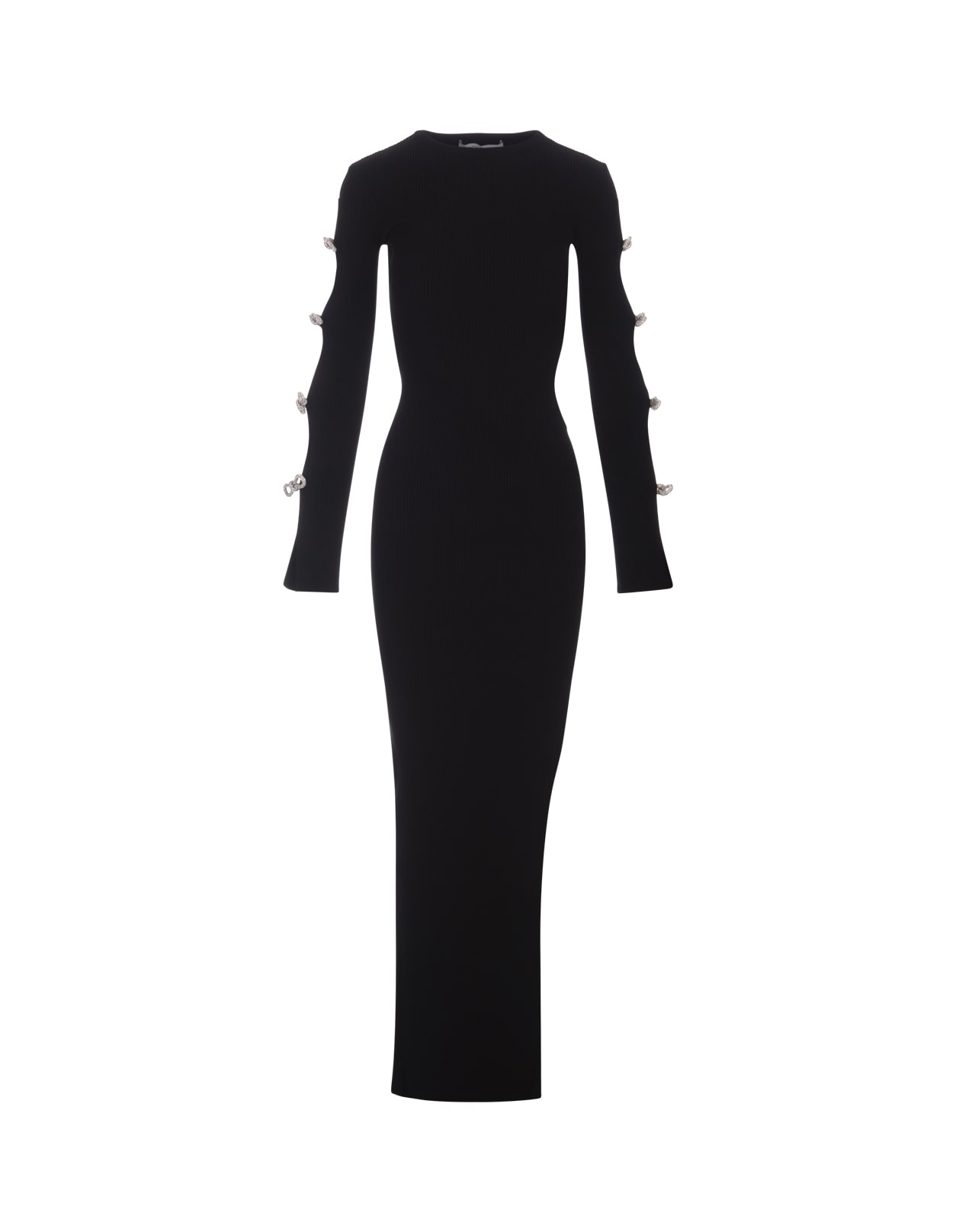 Mach &amp; Mach Long Black Stretch Dress With Applications