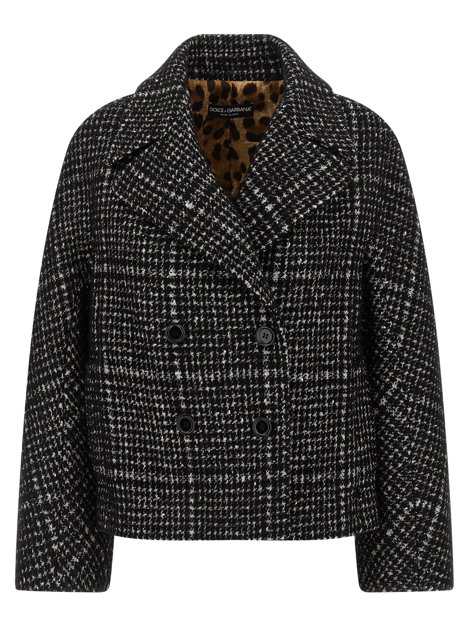 Dolce & Gabbana Houndstooth Wool-blend Jacket In Multi