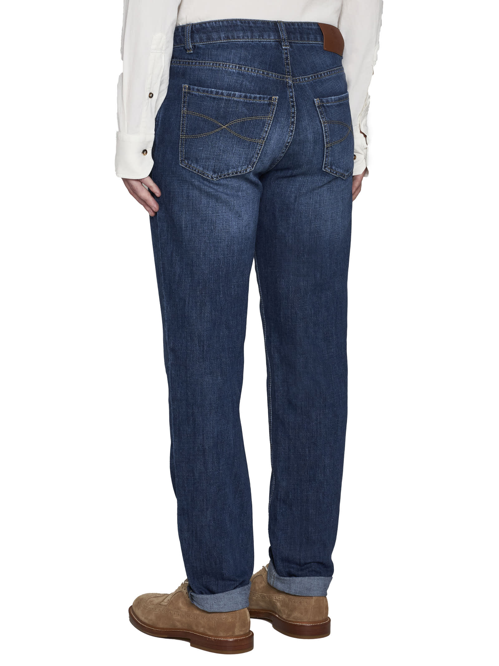 Brunello Cucinelli Slim Fit Five-pocket Trousers In Denim
