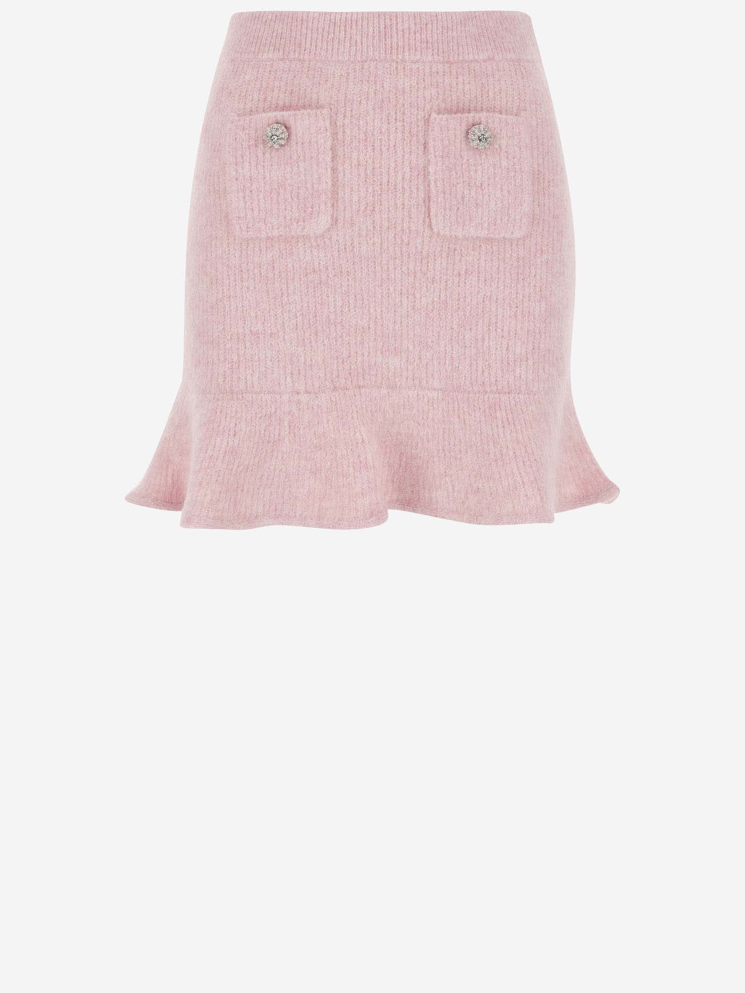 Shop Self-portrait Wool Blend Miniskirt In Pink