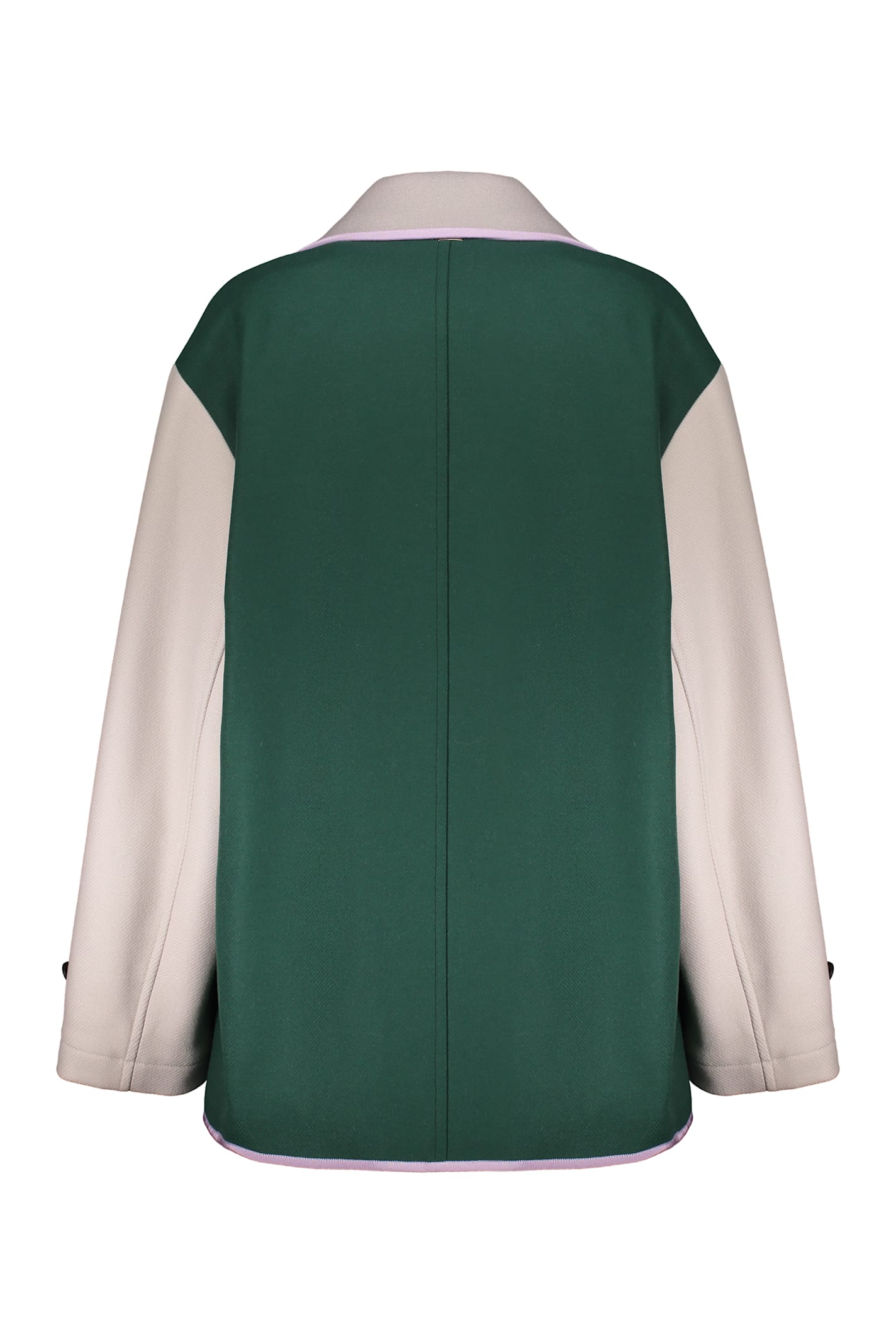 Herno Double-breasted Wide-collar Jacket In Green