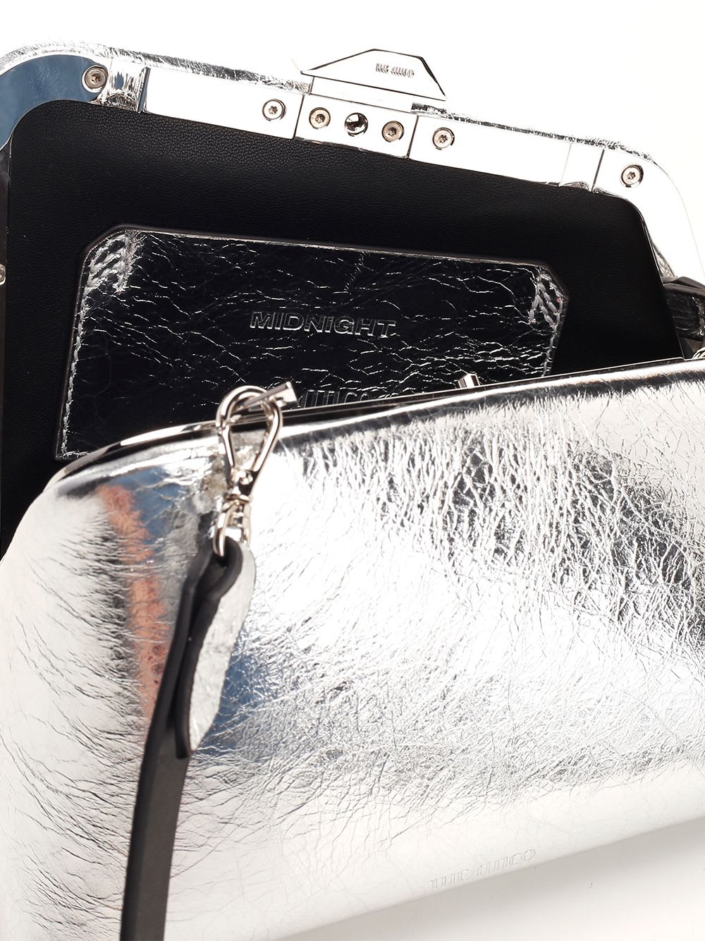 Shop Attico Midnight Mini Clutch In Silver