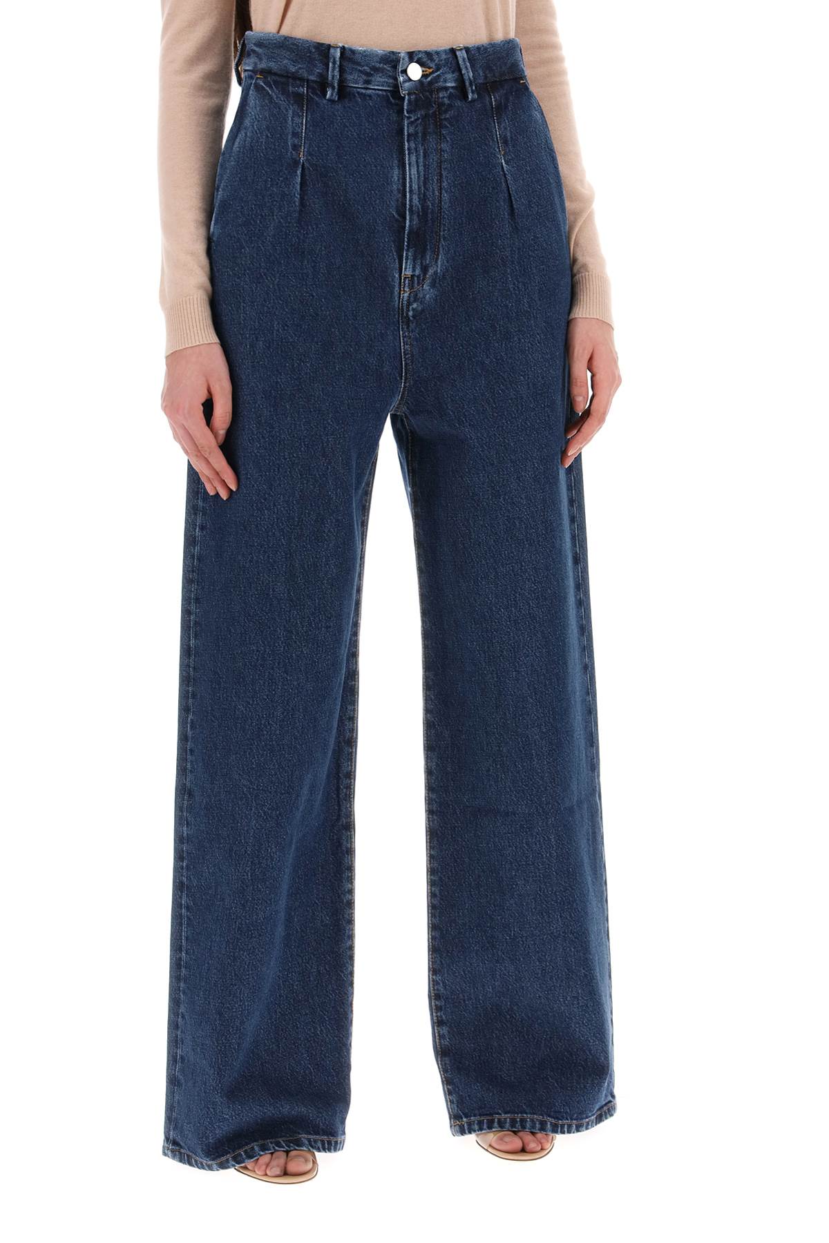 Shop Loulou Studio Attu Oversized Jeans In Washed Blue (blue)