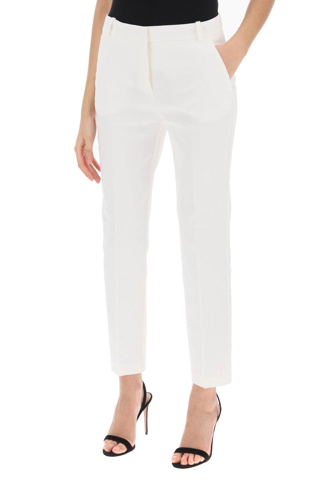 Shop Pinko Mid-waist Skinny Trousers In White