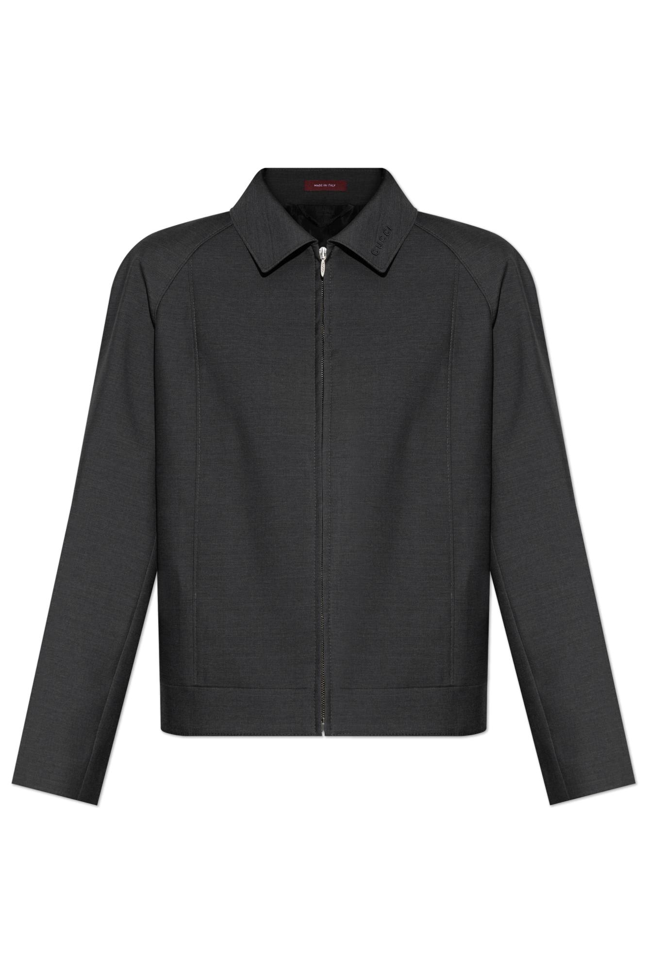 Wool Jacket With Embroidered Logo On The Collar