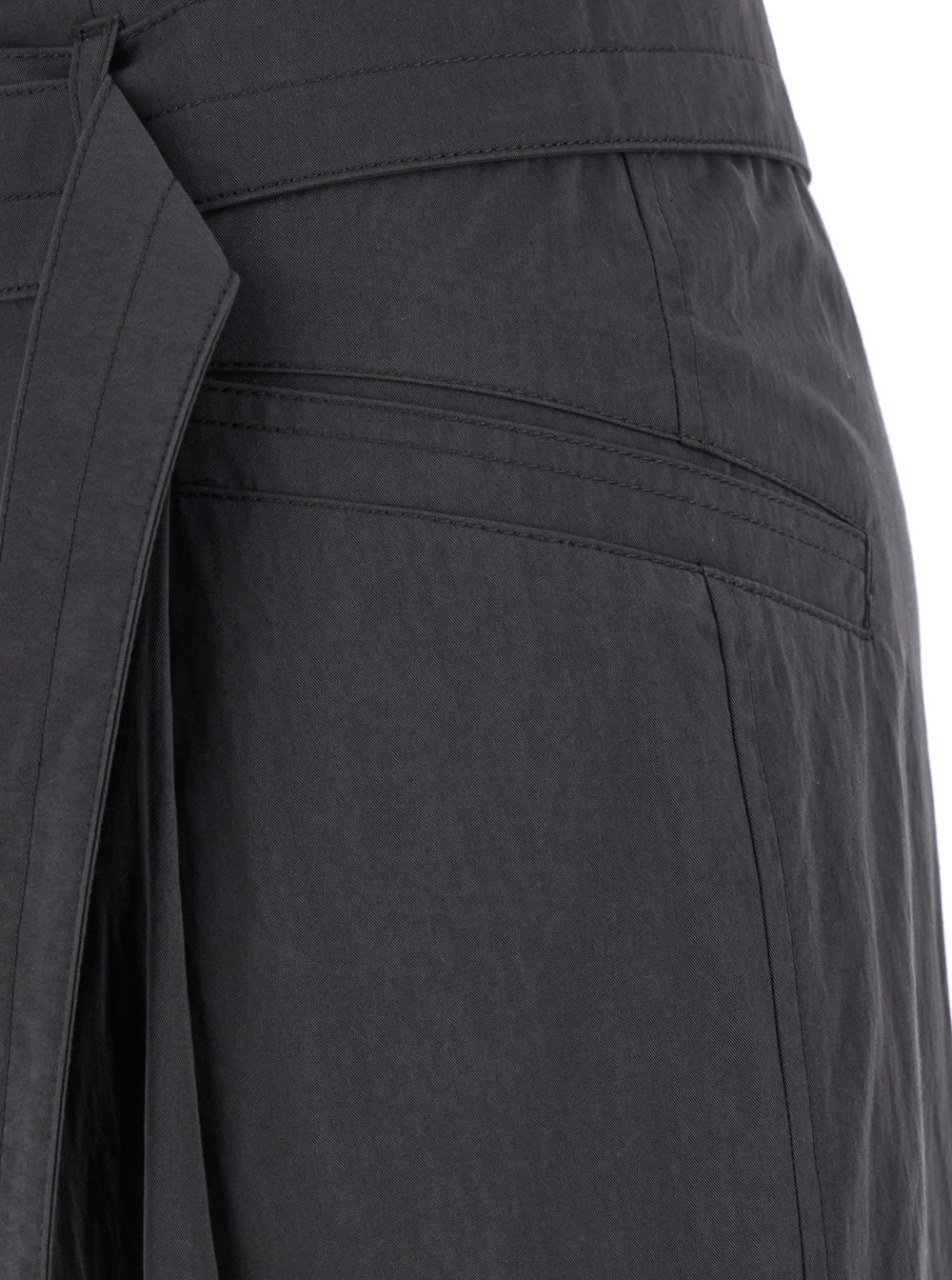 Low Classic Double Belt Pleated Trousers In Grey