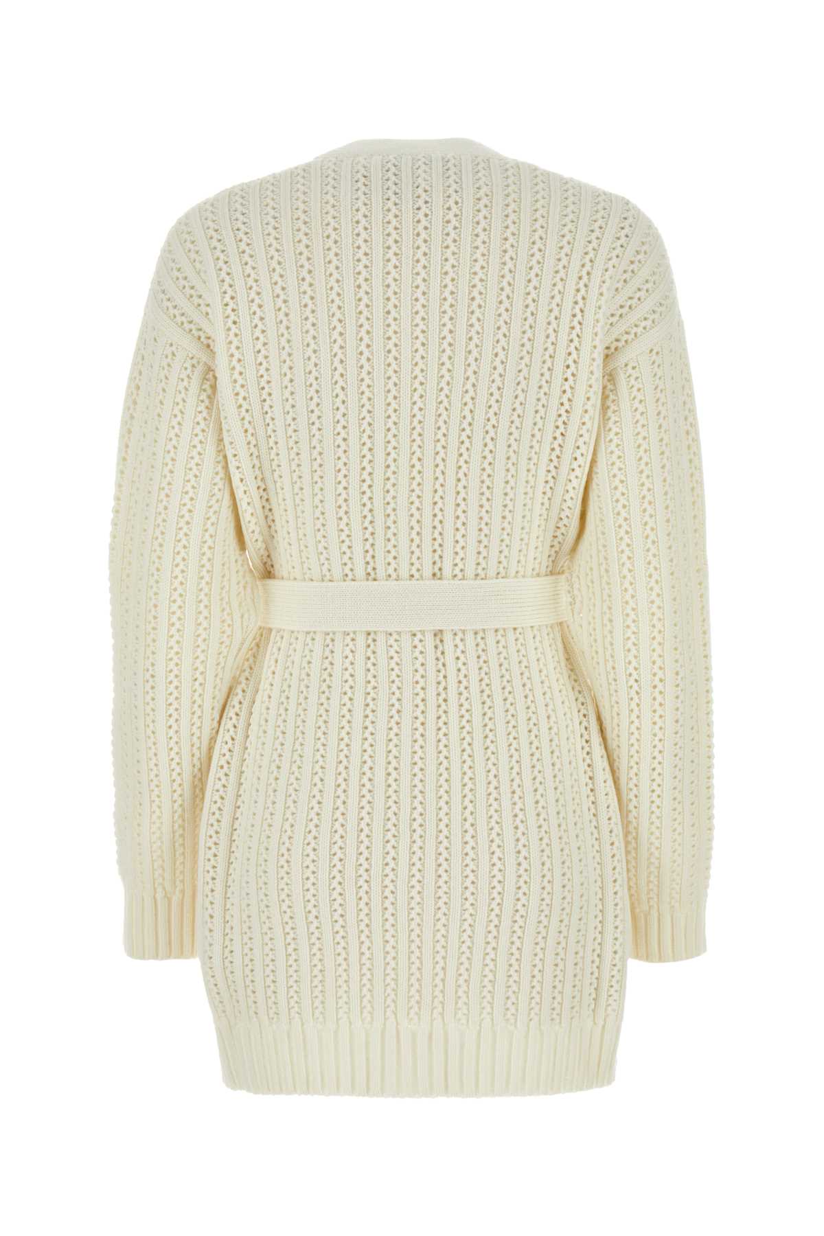 Shop Max Mara Ivory Wool Blend Balzac Cardigan In Vaniglia