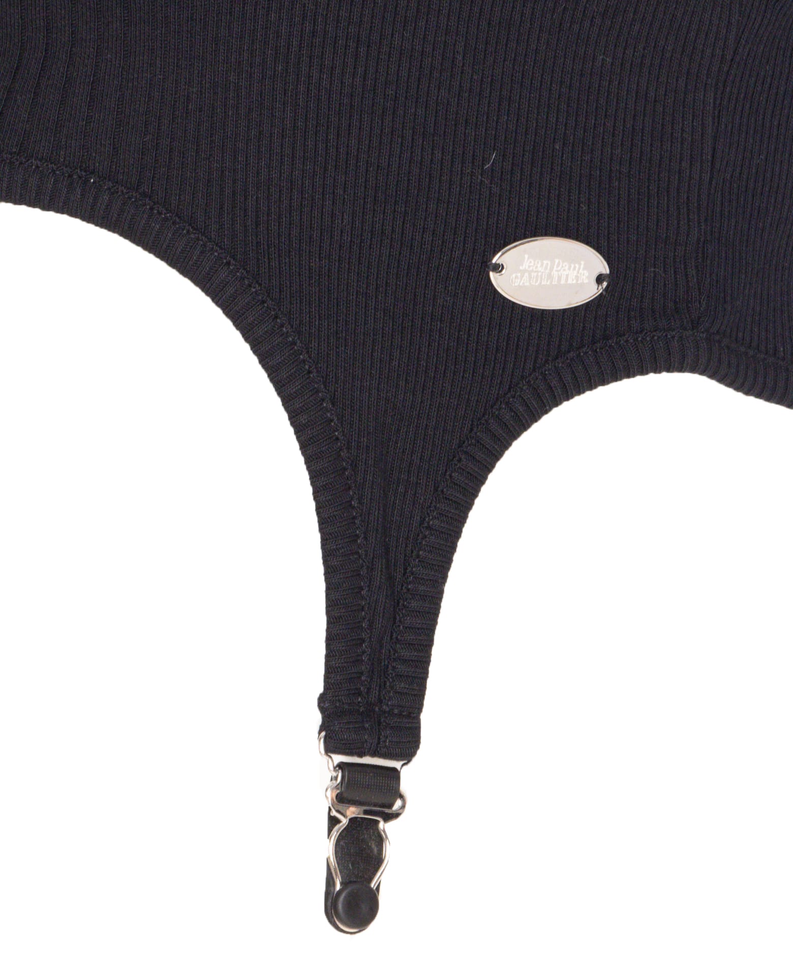 Jean Paul Gaultier Cotton Ribbed Bra With Lingerie Garter Clothing In Black