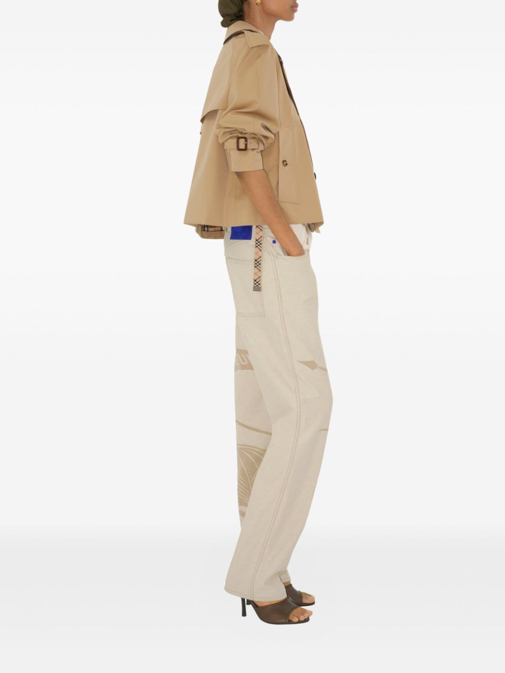 Burberry Cotton Cropped Trench Coat In Neutral