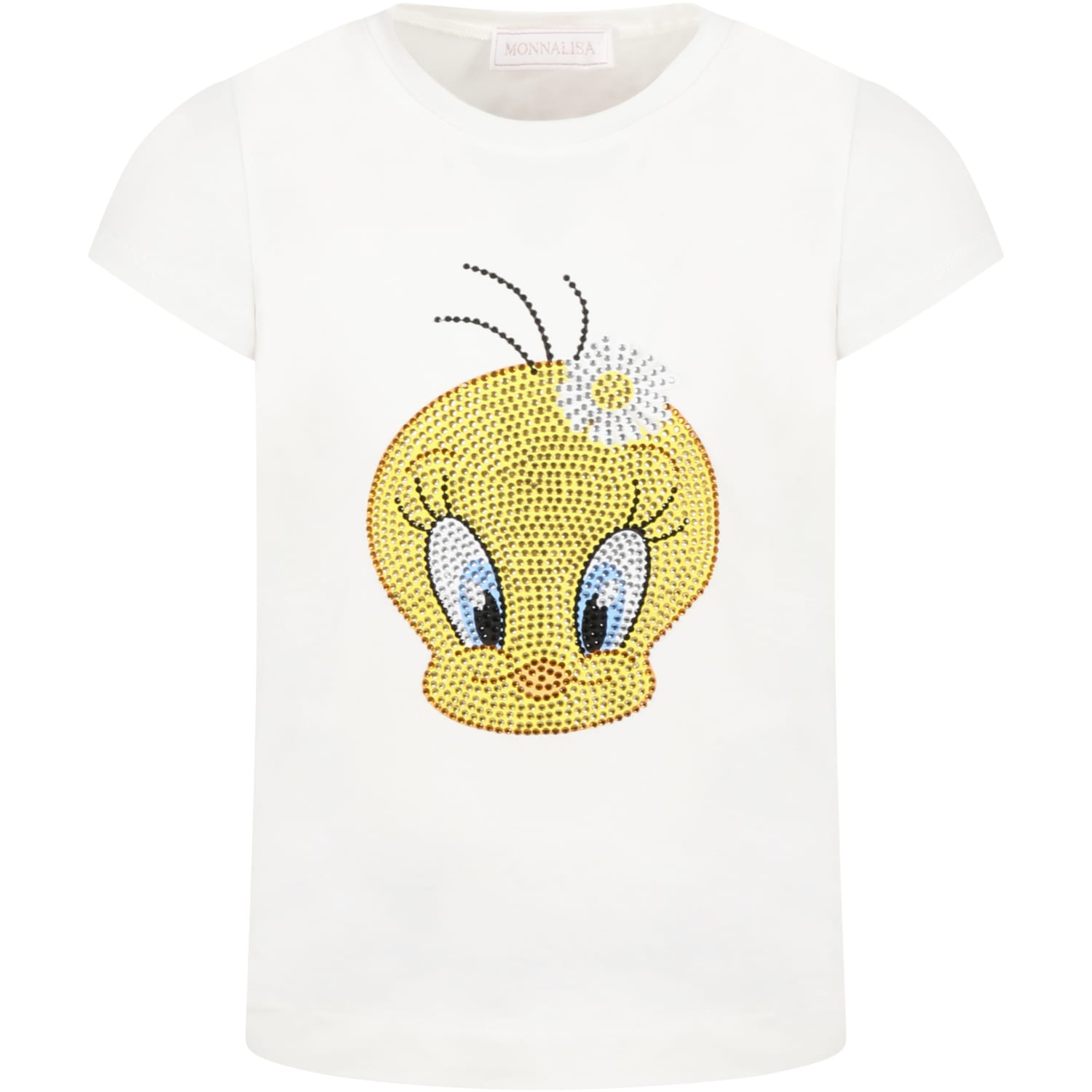 Monnalisa Ivory T-shirt For Girl With Titty