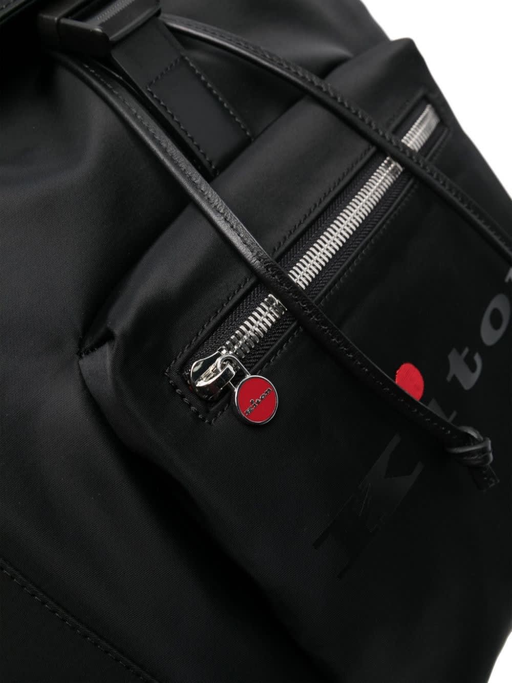 Shop Kiton Black Canvas Backpack With Logo