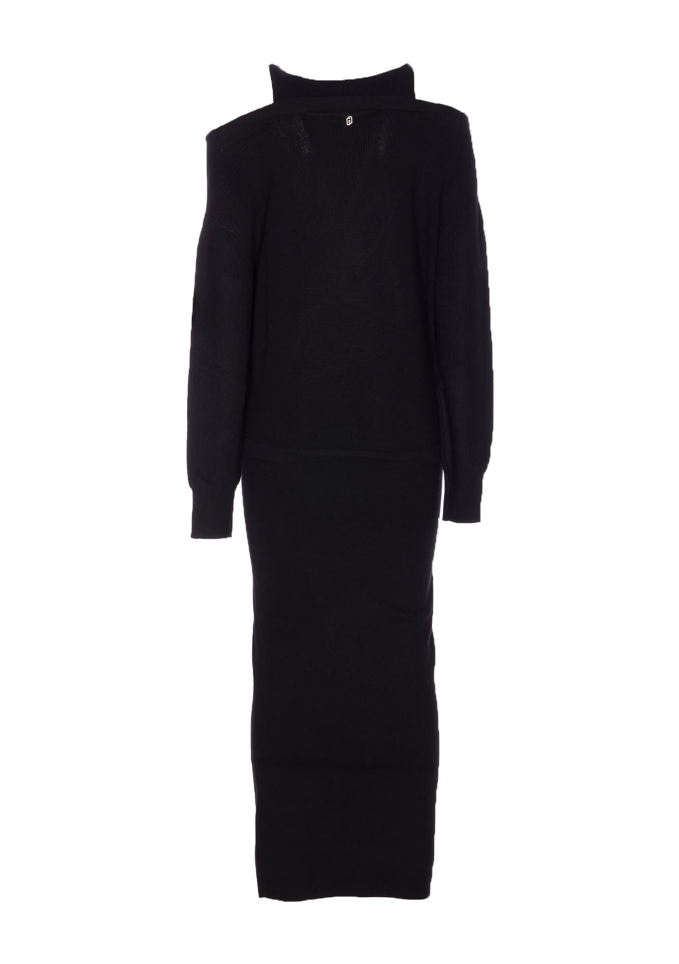 Liu •jo Midi Dress With Cut-out Shoulder Details In Black
