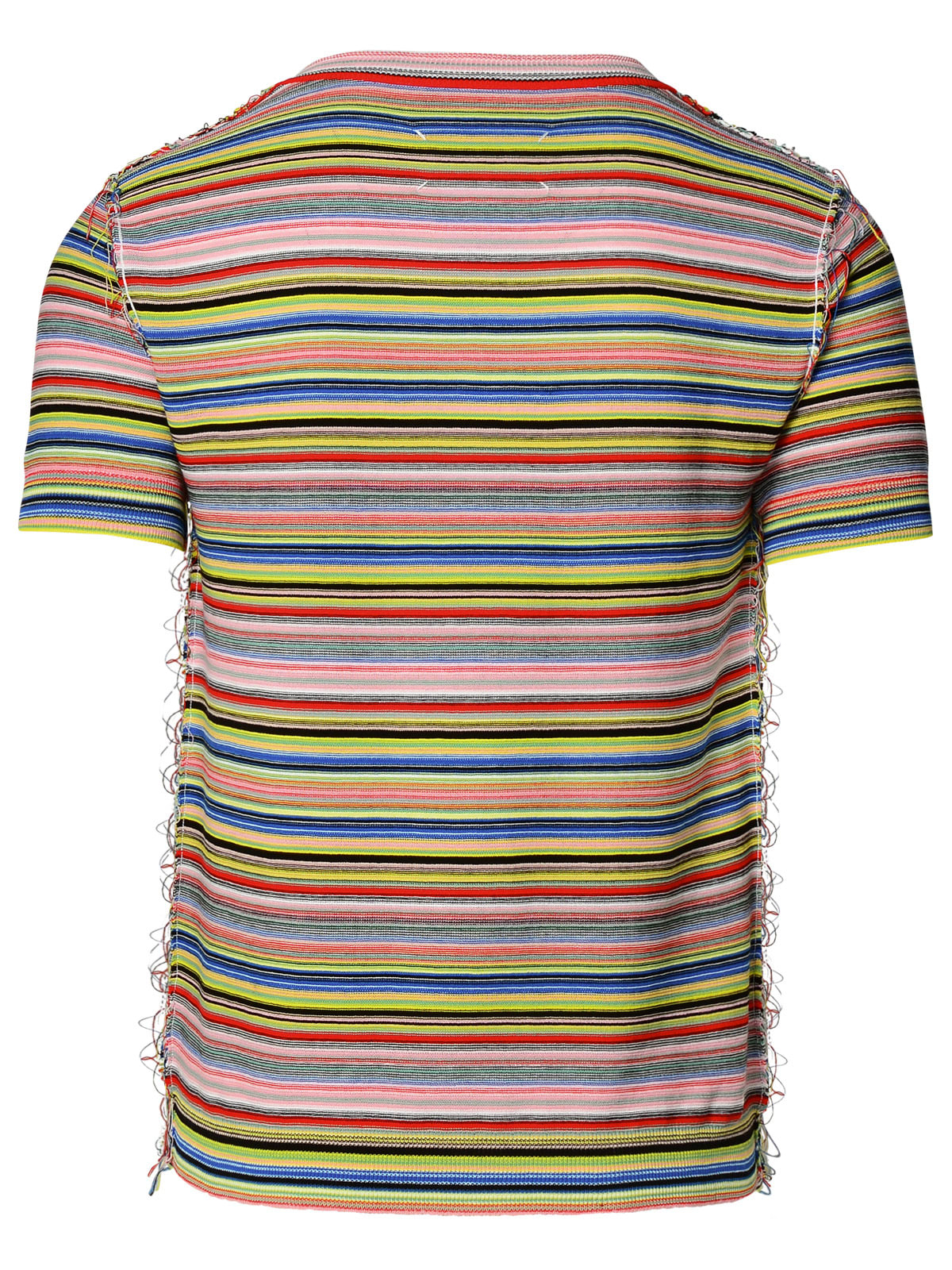 Shop Maison Margiela Rib Trim Striped T-shirt In Stripes Color Mix