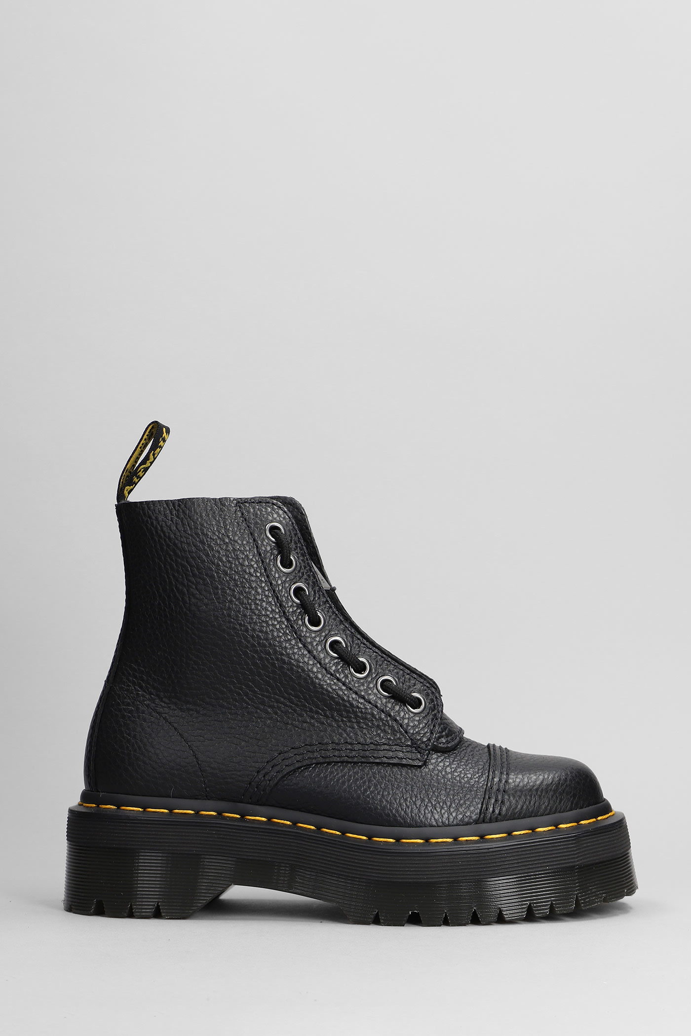 Dr. Martens Sinclair Combat Boots In Black Leather