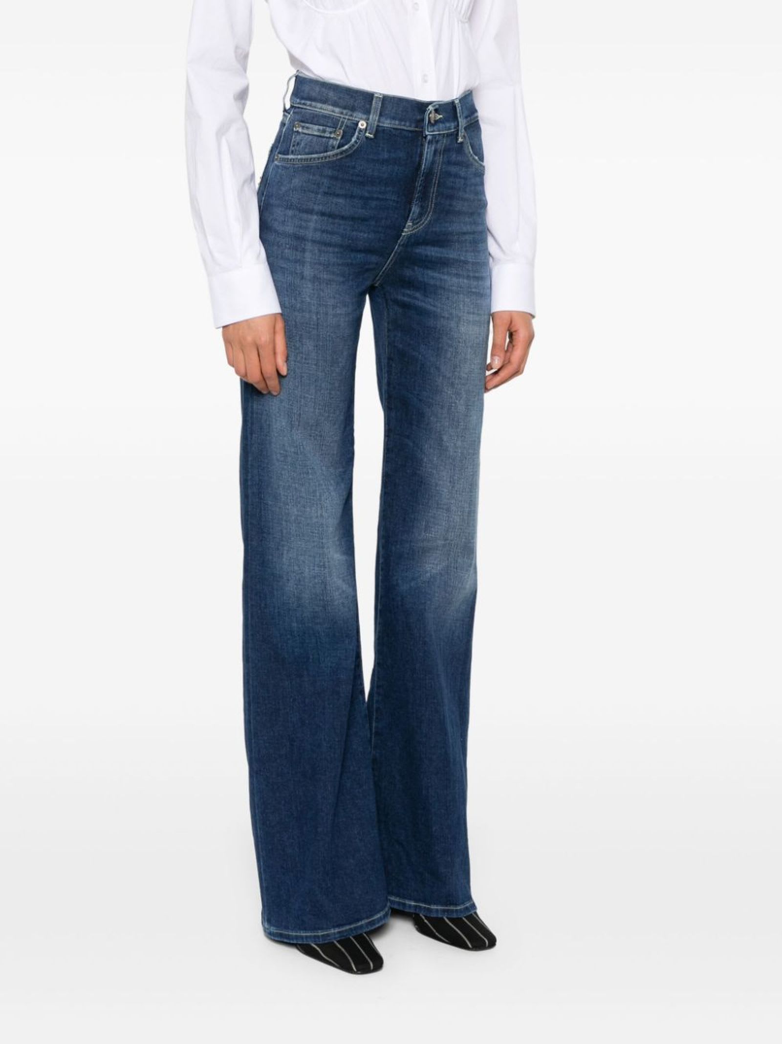 Shop Dondup Amber Mid-rise Wide-leg Jeans In Blue