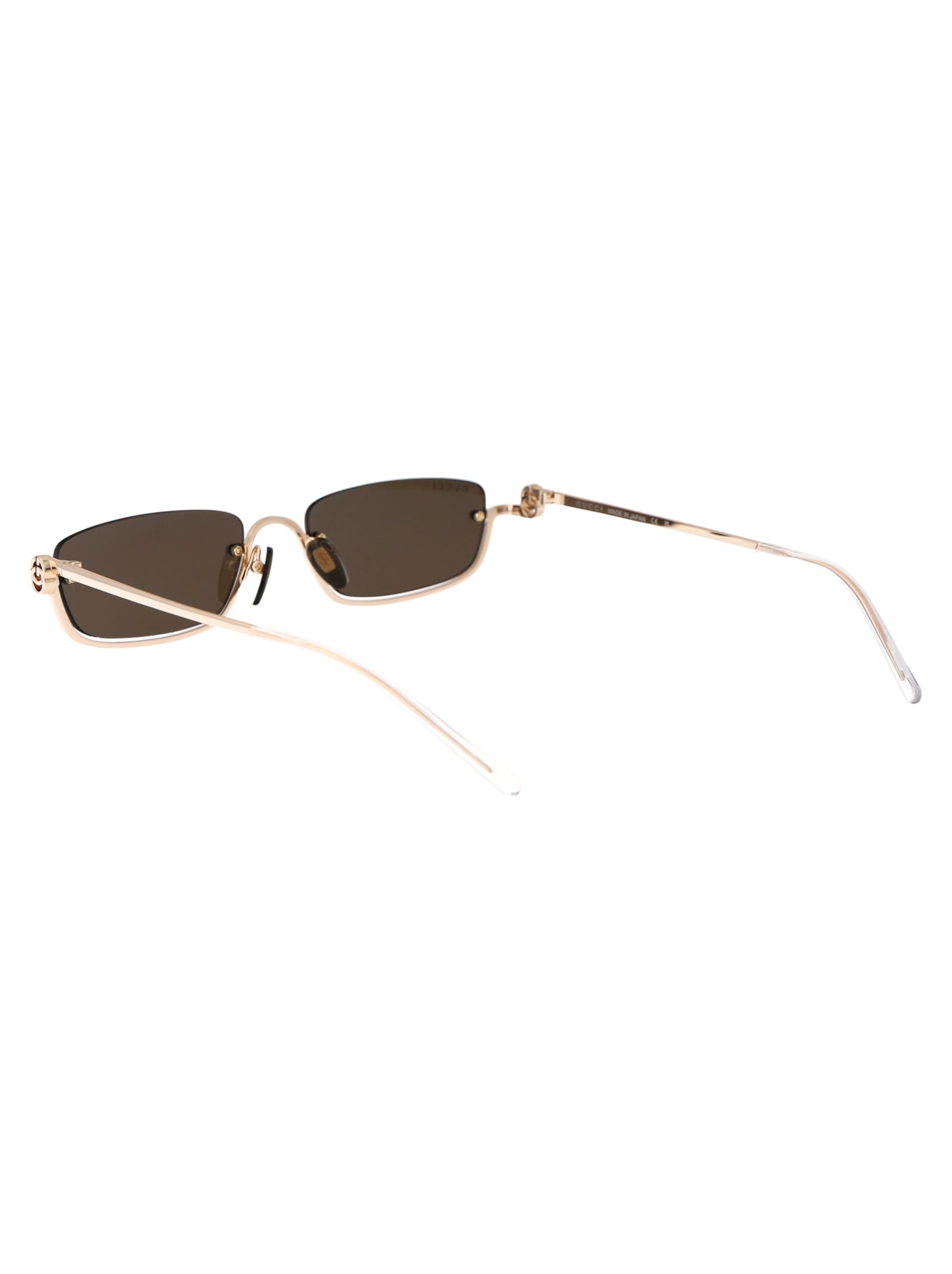 Gucci Gold Gold Brown Acetate Sunglasses In Brown