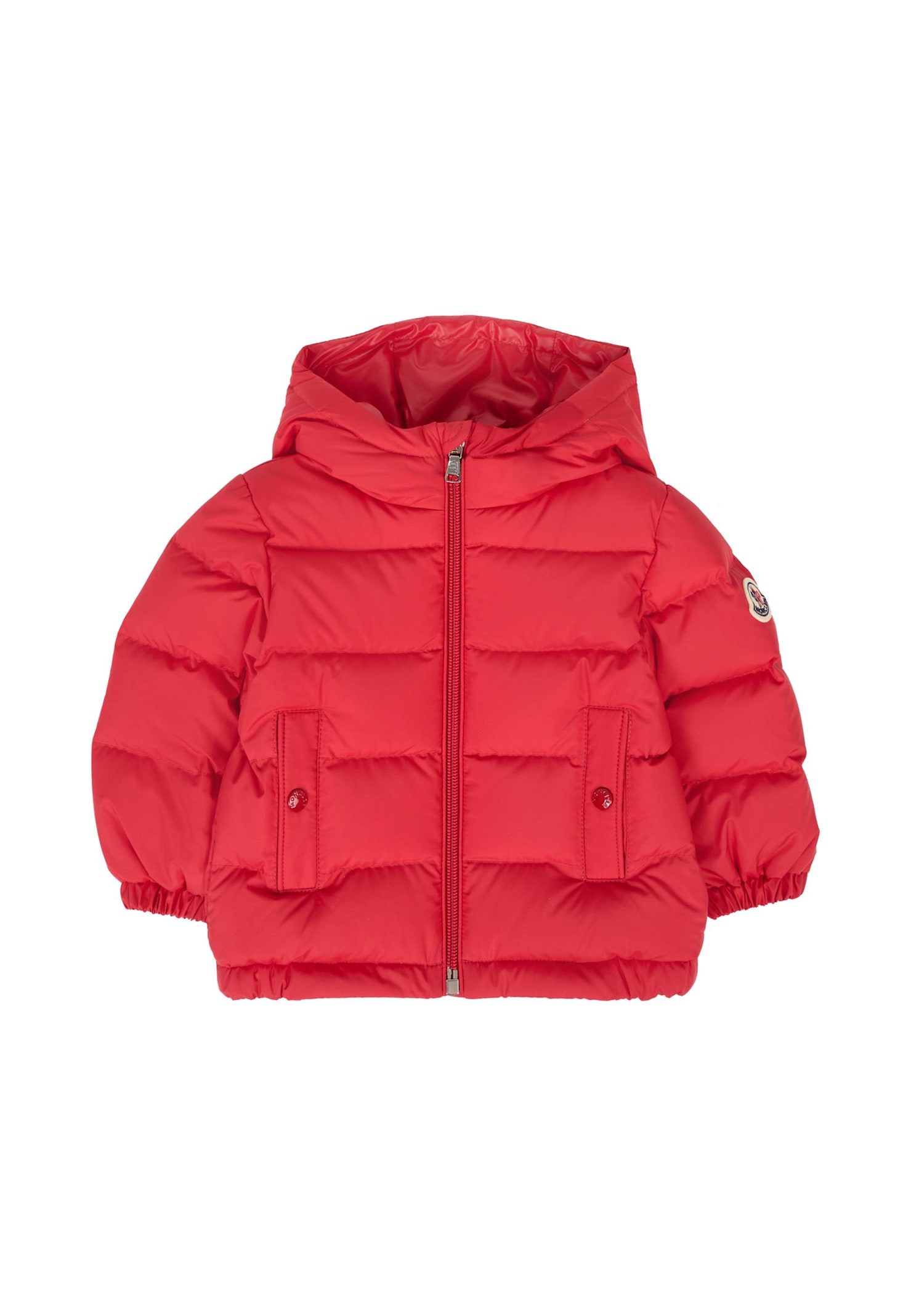 Moncler Red Taidu Down Jacket For Baby Boy With Logo