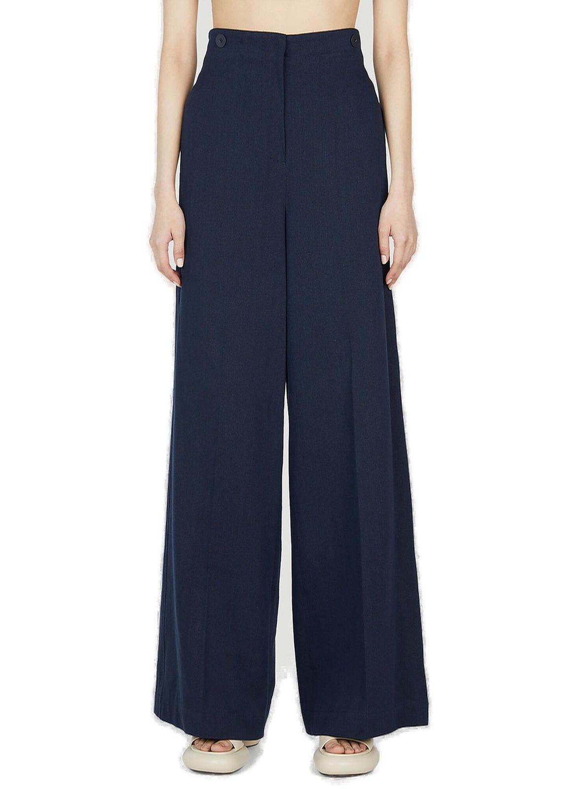 Shop Max Mara Olio Belted Wide-leg Pants In Blue